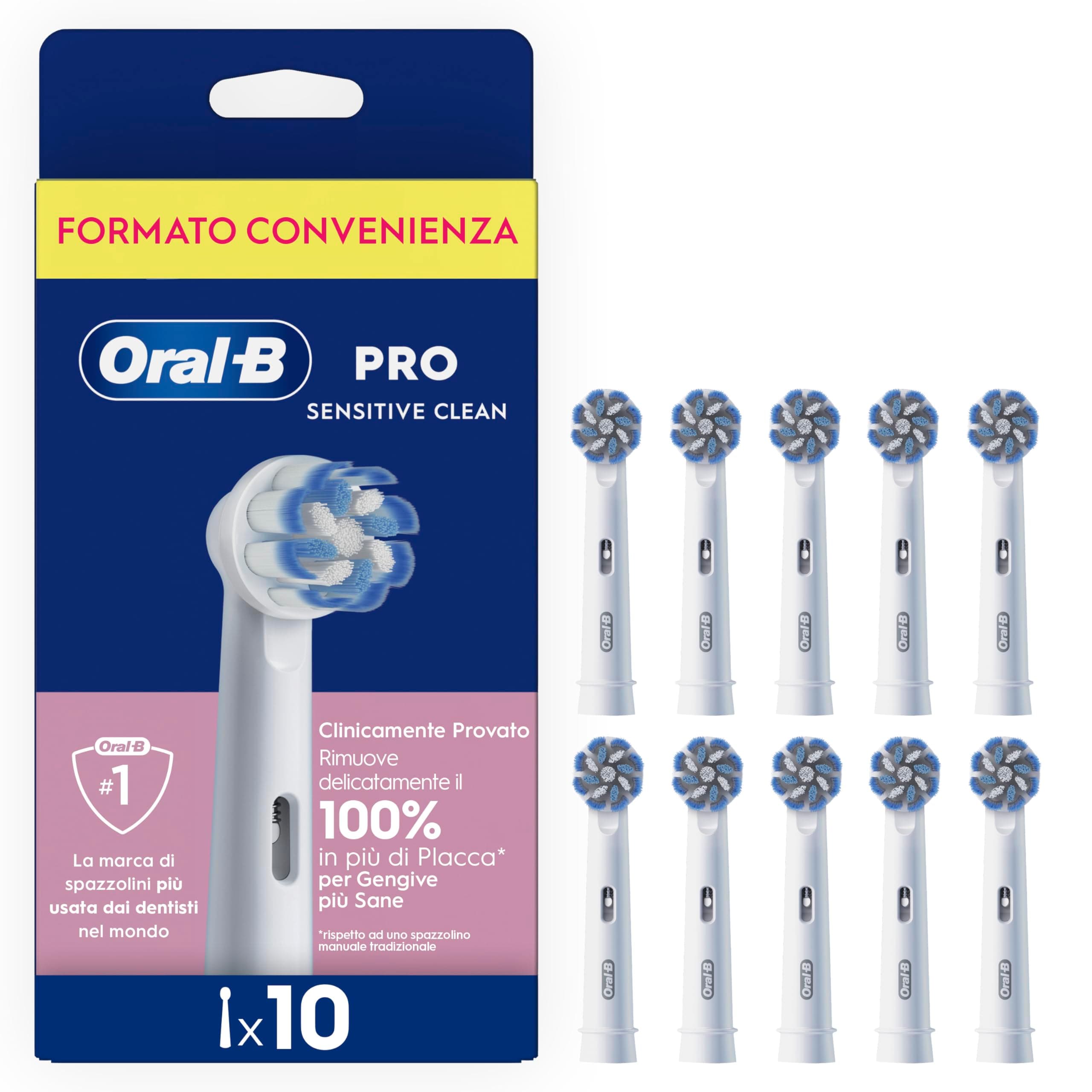 Oral-B Testina Di Ricambio PRO Sensitive Clean Bianca, Confezione Da 10 Testine