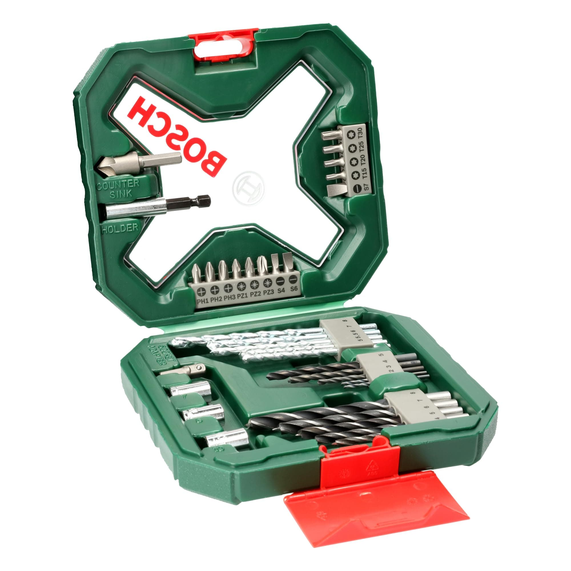 Bosch 34 pièces Ensemble de forets et de tournevis en titane X-Line (pour bois, pierre et métal, accessoires perceuses)
