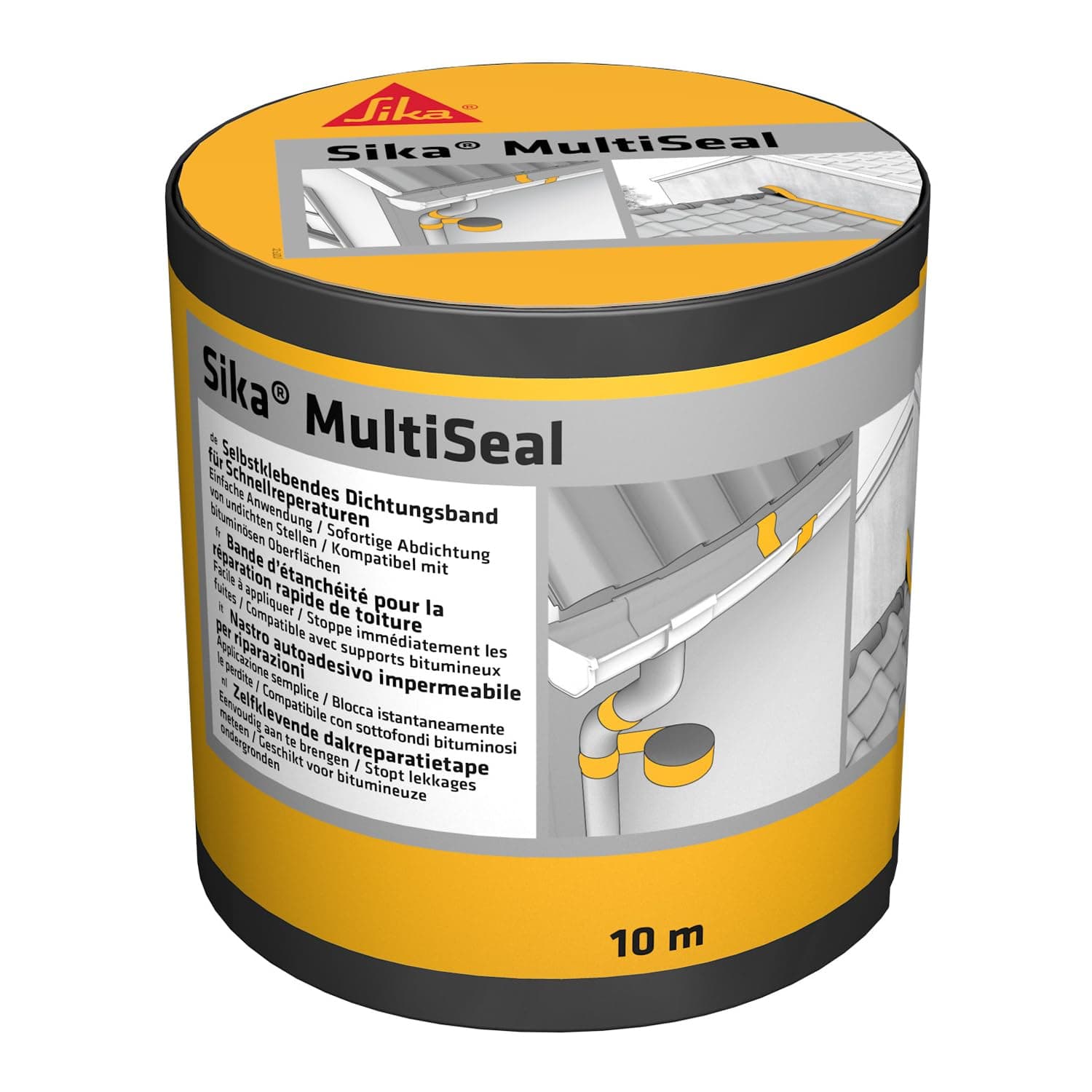 SIKA - Bande d'étanchéité autocollante pour la réparation de toiture/gouttière Multiseal Gris-vert (RAL 7009) - Multisupports - Résistant aux UV/Déchirure - Peut-être peint - 150mm x 10m