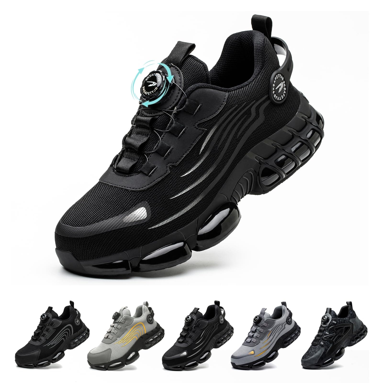 Gugifcto Scarpe Antinfortunistiche Uomo Donna Moda Sneakers Antiscivolo Leggere Traspiranti Rilascio Comode Rapido Scarpe Sicurezza con Punta in Acciaio 36-48 EU