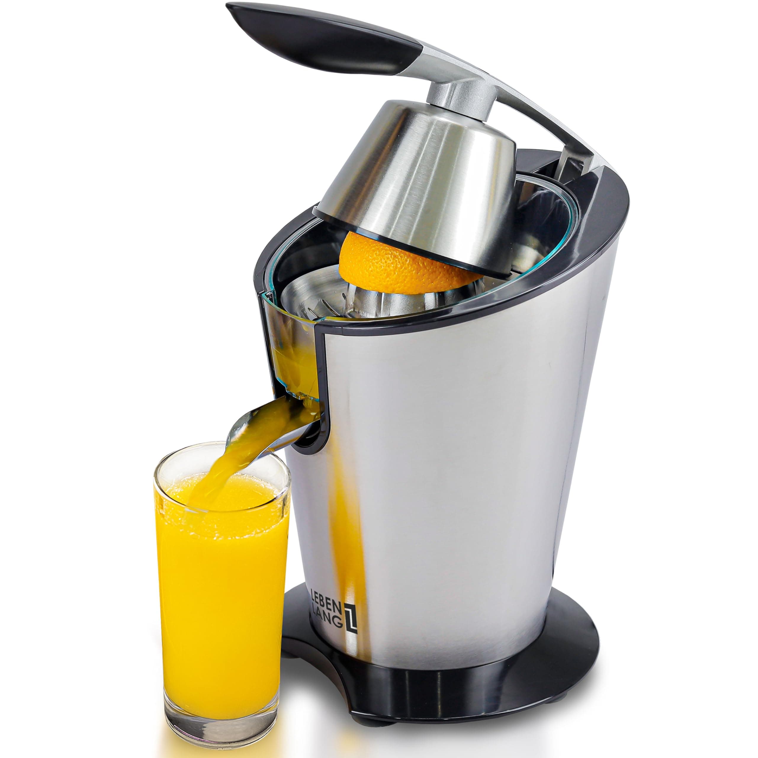 LEBENLANG Presse agrume electrique 600W - Cône en acier inoxydable & sans BPA I Presse-agrumes électriques I Juicer orange machine Presseur agrumes electriques Jus de fruit d'orange automatique