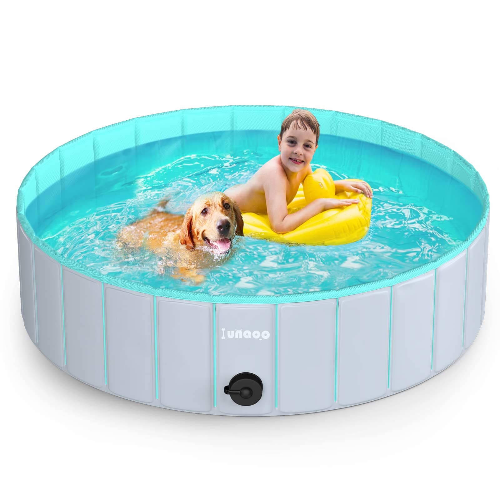 lunaoo Piscina para Perros, Bañera Plegable para Mascotas, Antideslizante y Resistente al Desgaste Bañera para Niños Natación Piscina para Mascotas Perros Grandes y Pequeños, Verde Claro, 80 x 20 cm