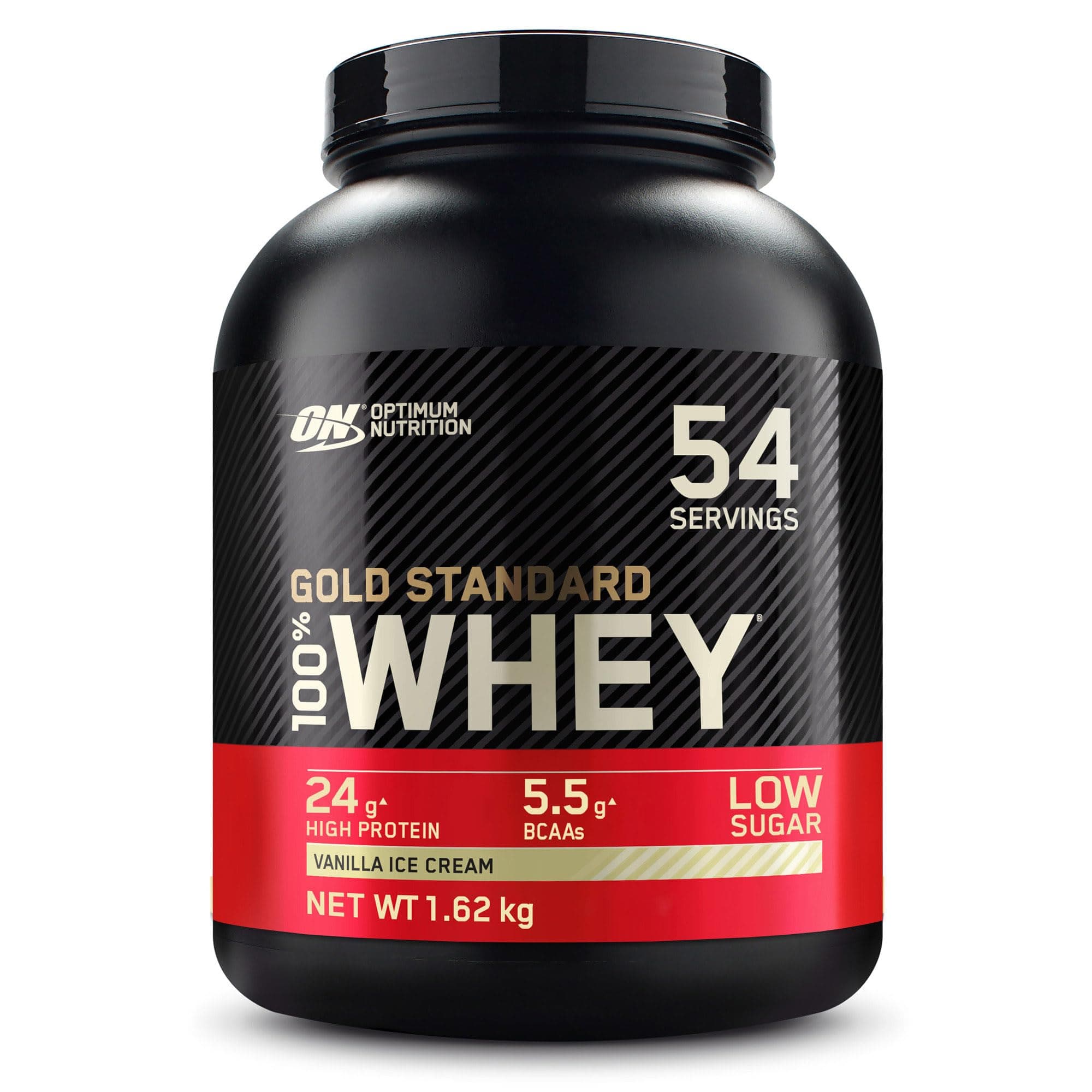 Optimum Nutrition Gold Standard 100% Whey, Proteína en Polvo, Sabor Helado de Vainilla, 1.62kg, 54 Servicios