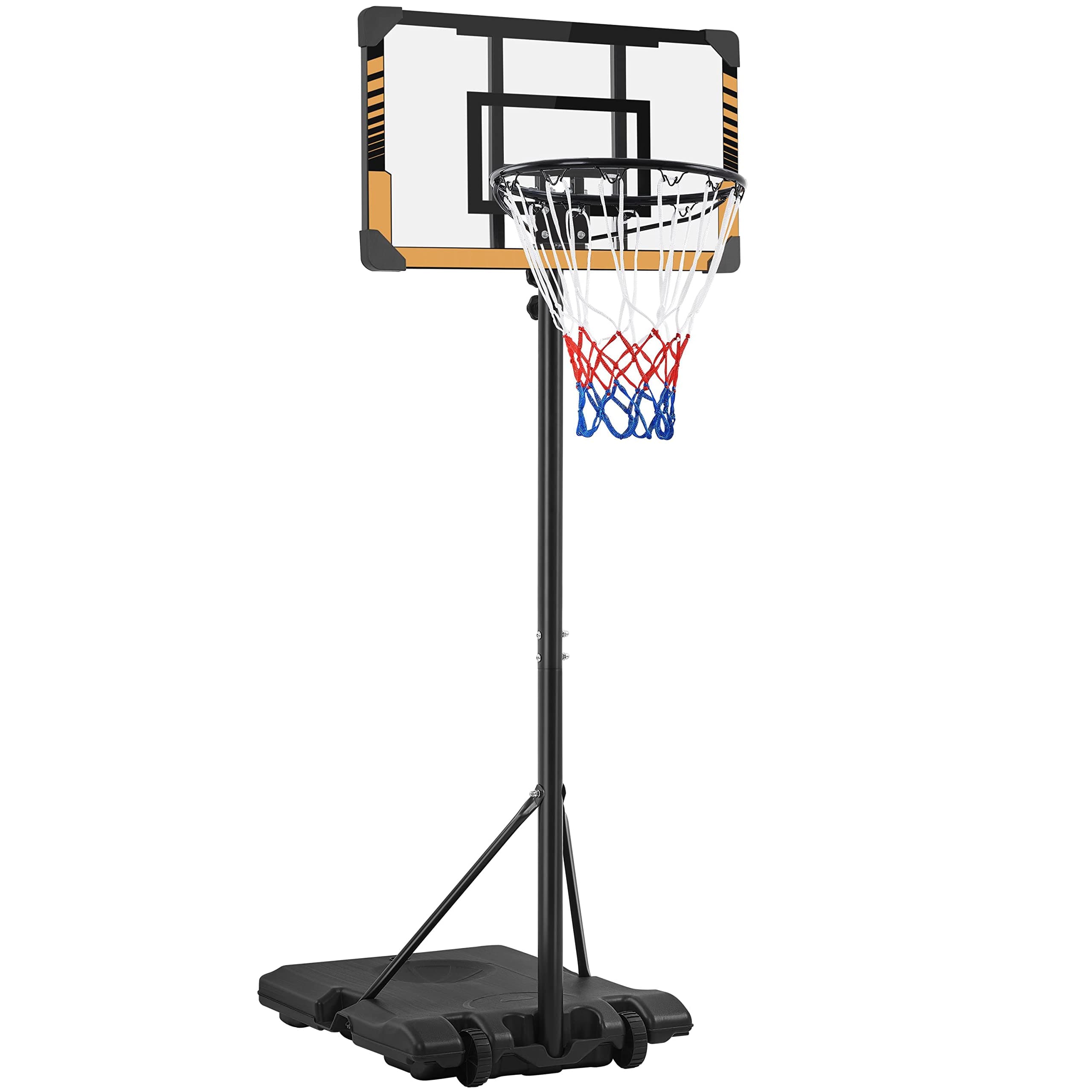Yaheetech Canasta Baloncesto Exterior Tableros de Baloncesto con Ruedas Altura Ajustable 182-212 cm Infantil para 4-10 Años