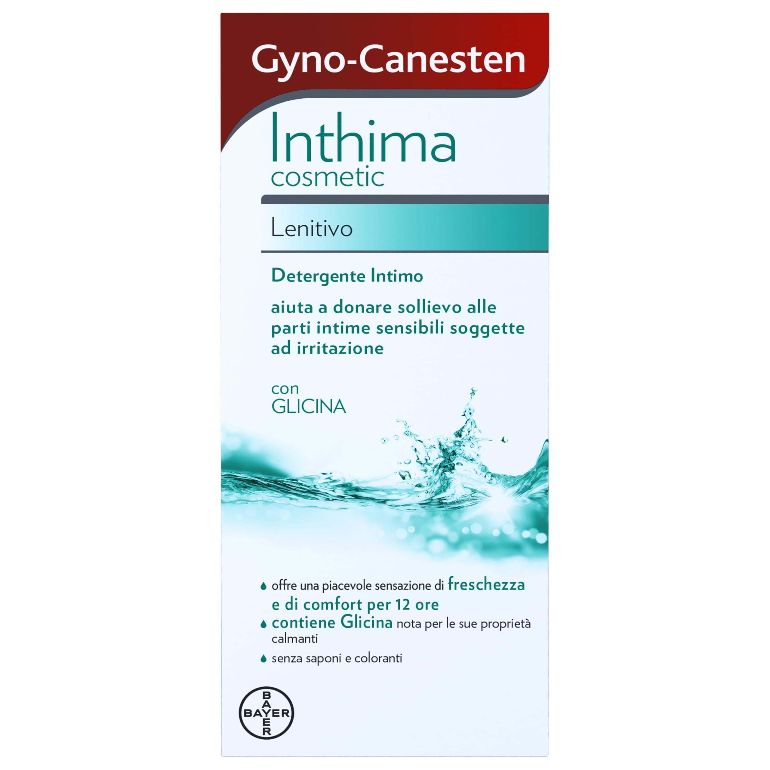 Gyno-Canesten Inthima Cosmetic Lenitivo, Sapone Intimo per Igiene Intima, Detergente 12 Ore di Comfort e Freschezza, Donna e Uomo con Glicina 200 ml