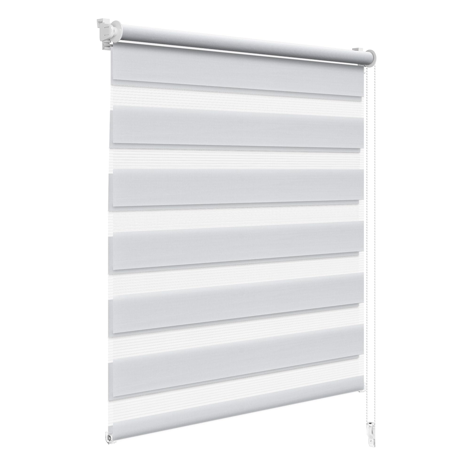 WOLTU Doppelrollo Klemmfix ohne Bohren Grau B70 x H120 cm, Duo Rollo lichtdurchlässig Fensterrollo für innen verdunkelnd, Zebrarollo mit Kettenzug - Seitenzugrollo für Fenster und Tür