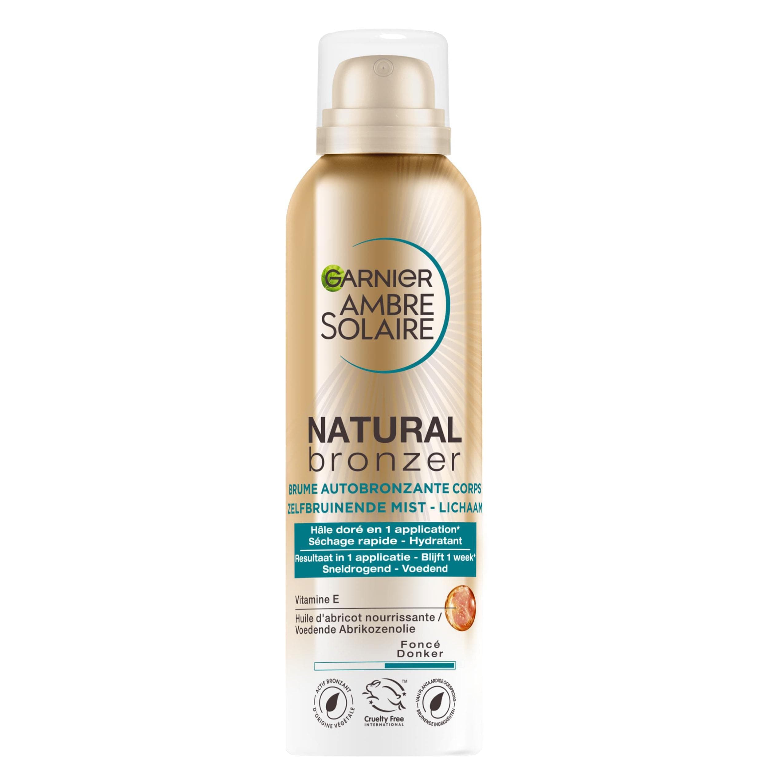 GARNIER Ambre Solaire - Natural Bronzer - Brume Autobronzante Hydratante & Apaisante - Hâle Doré & Lumineux Pendant 1 Semaine - À l'Huile D'Abricot - Vegan & Cruelty Free - Corps - 150 ml