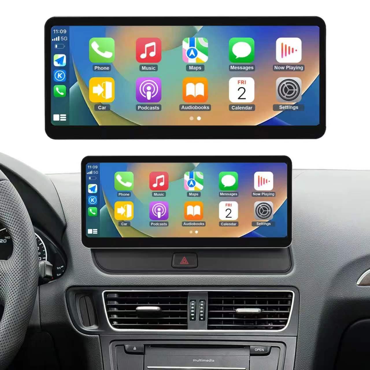 Road Top 12.3 inch Car Radio sans Fil Ecran Tactile CarPlay pour Audi Q5 2009-2017 avec 3GMMI, écran multimédia stéréo pour autoradio, supportant Android Auto sans Fil, Navigation, Mirrorlink