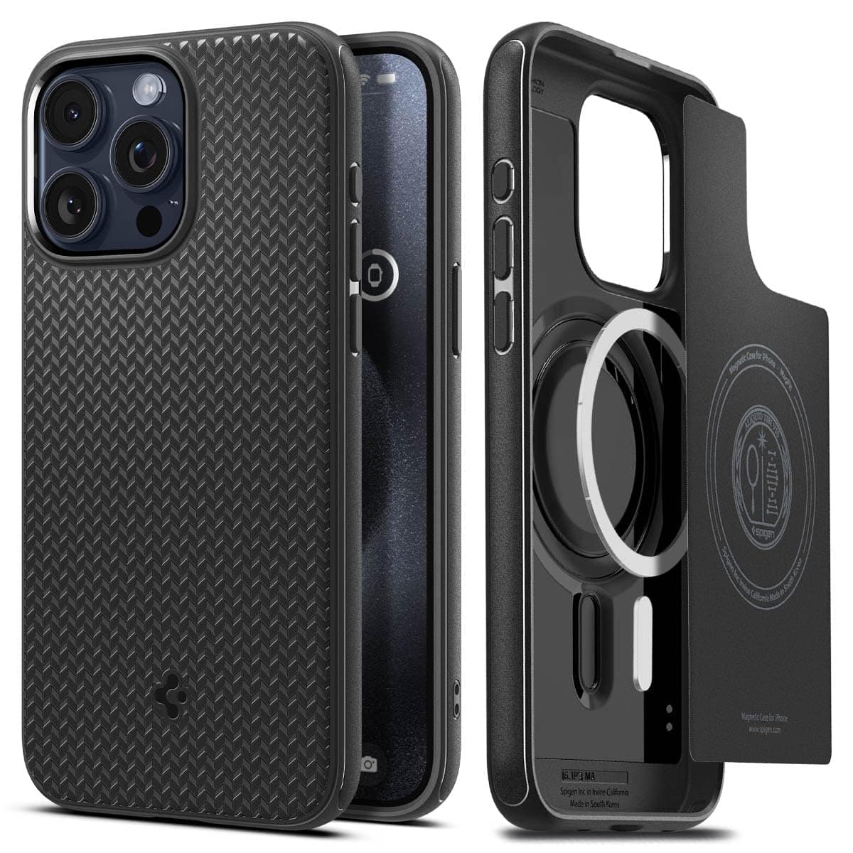 Spigen Hülle für iPhone 15 Pro Mag Armor MagFit Kompatibel mit MagSafe -Matte Black