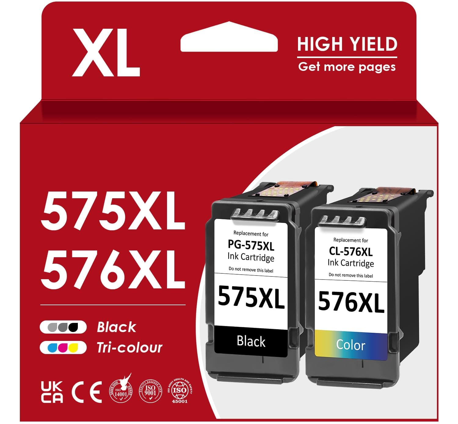 575 576 XL Cartouches d'imprimante, PG 575XL CL 576XL Noir Remplacement pour Cartouches Canon d'origine 575 576XL Multipack pour Canon Pixma TR4755i TS3550i TS3551i TS3750i TR4750i TR4751i(575 576XL)