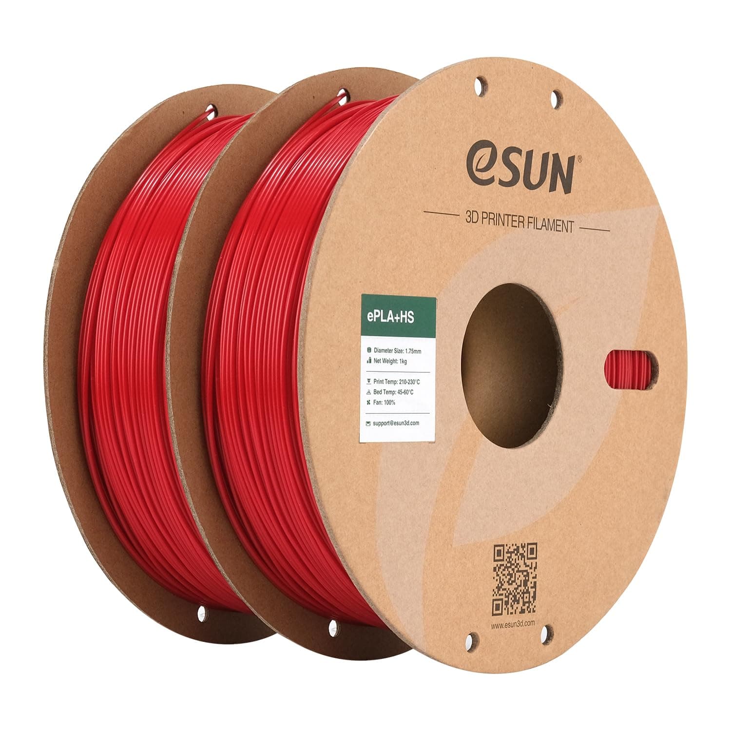 eSUN PLA+ Filamento 1.75mm, Filamento de Alta Velocidad Precisión Dimensional +/- 0.03mm, 1KG por Carrete, 2 Carretes para Impresoras de Alta Velocidad,Rojo Oscuro+Rojo Oscuro