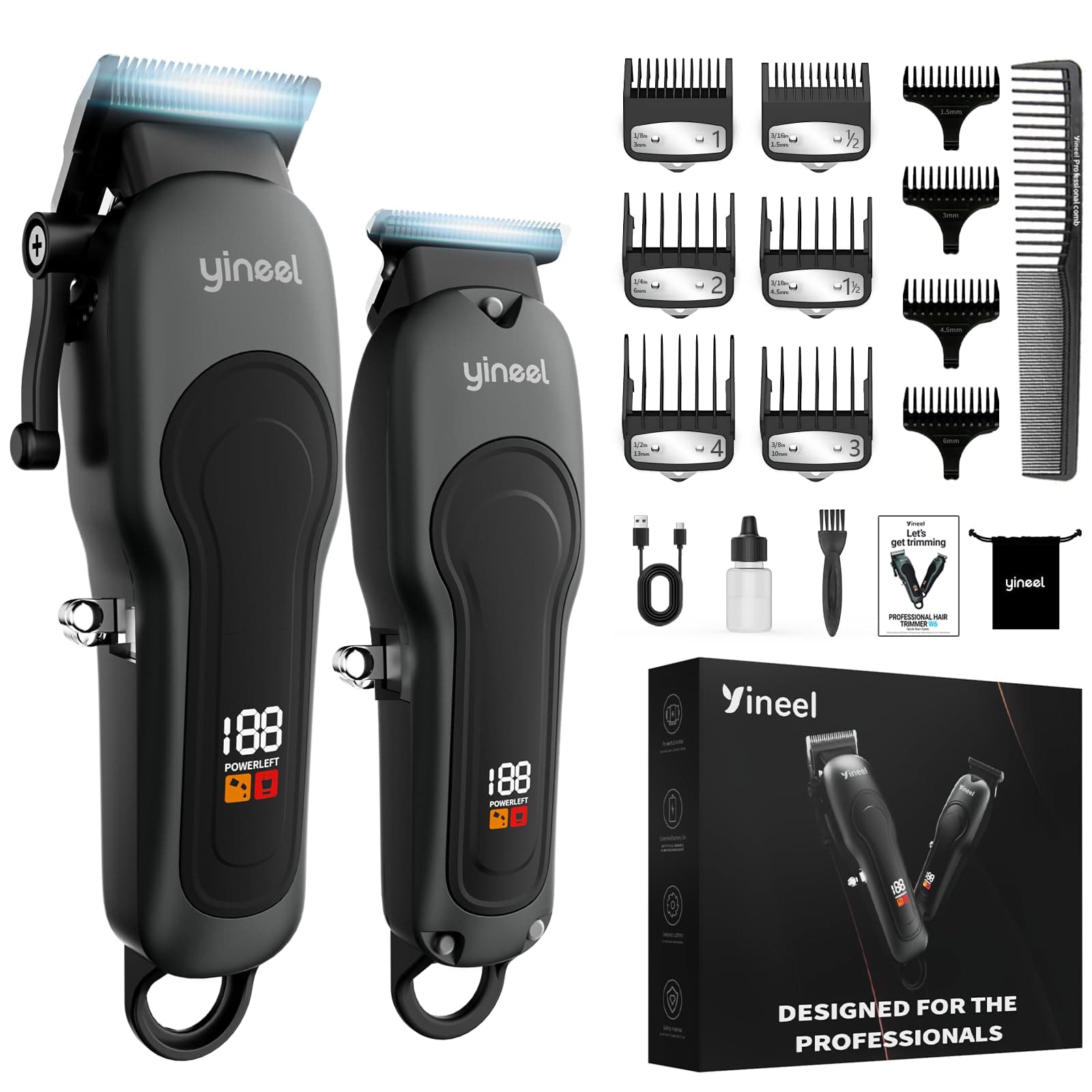 Yineel Tondeuse Cheveux Hommes Professionnelle, Kit Tondeuse Barbe et Cheveux sans Fil, Tondeuse Électrique avec Lame Céramique et Coupe-Cheveux de Précision, Cadeau pour Homme/Femme/Famille/Barbiers