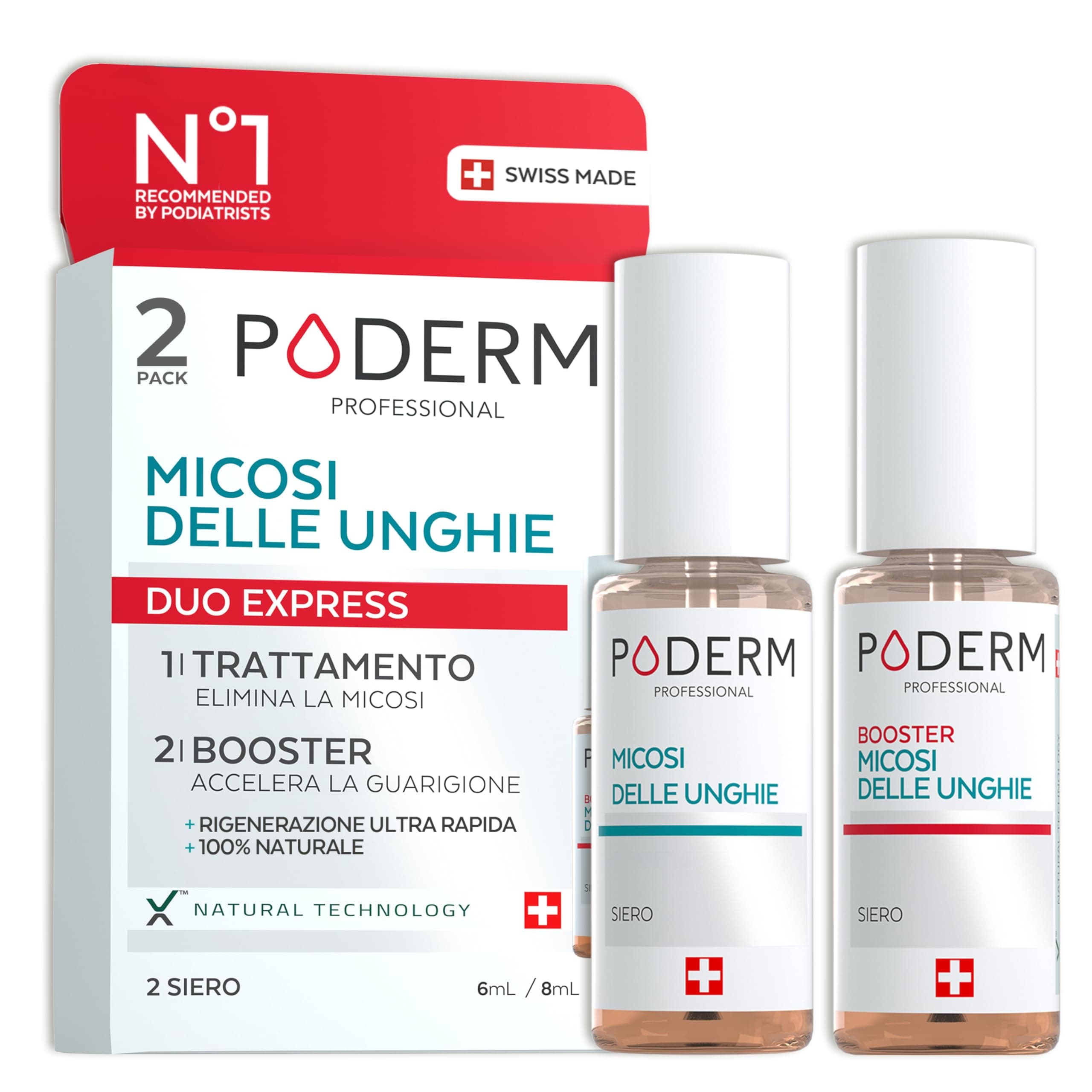 PODERM - Lotto Micosi Difficile dell'unghia - Alle piante potenti, riparatrici, purificanti e rivitalizzanti | Trattamento professionale naturale mani/piedi | Facile & rapido | Prodotto in Svizzera