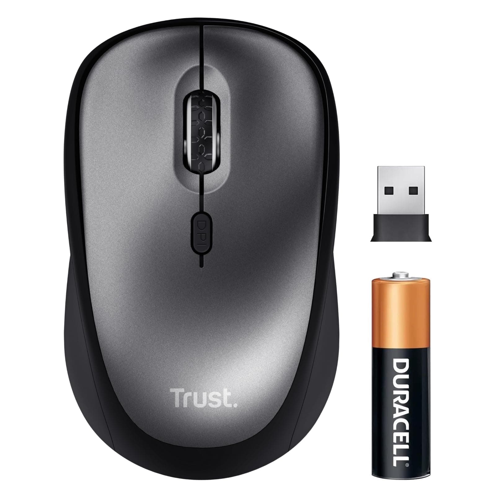 Trust Mouse Wireless Silenzioso con Batteria, per Mano Sinistra e Destra, 83% Plastica Riciclata, 800-1600 DPI, Microricevitore USB, Mouse Senza Fili Compatto per PC, Laptop, Computer, Mac
