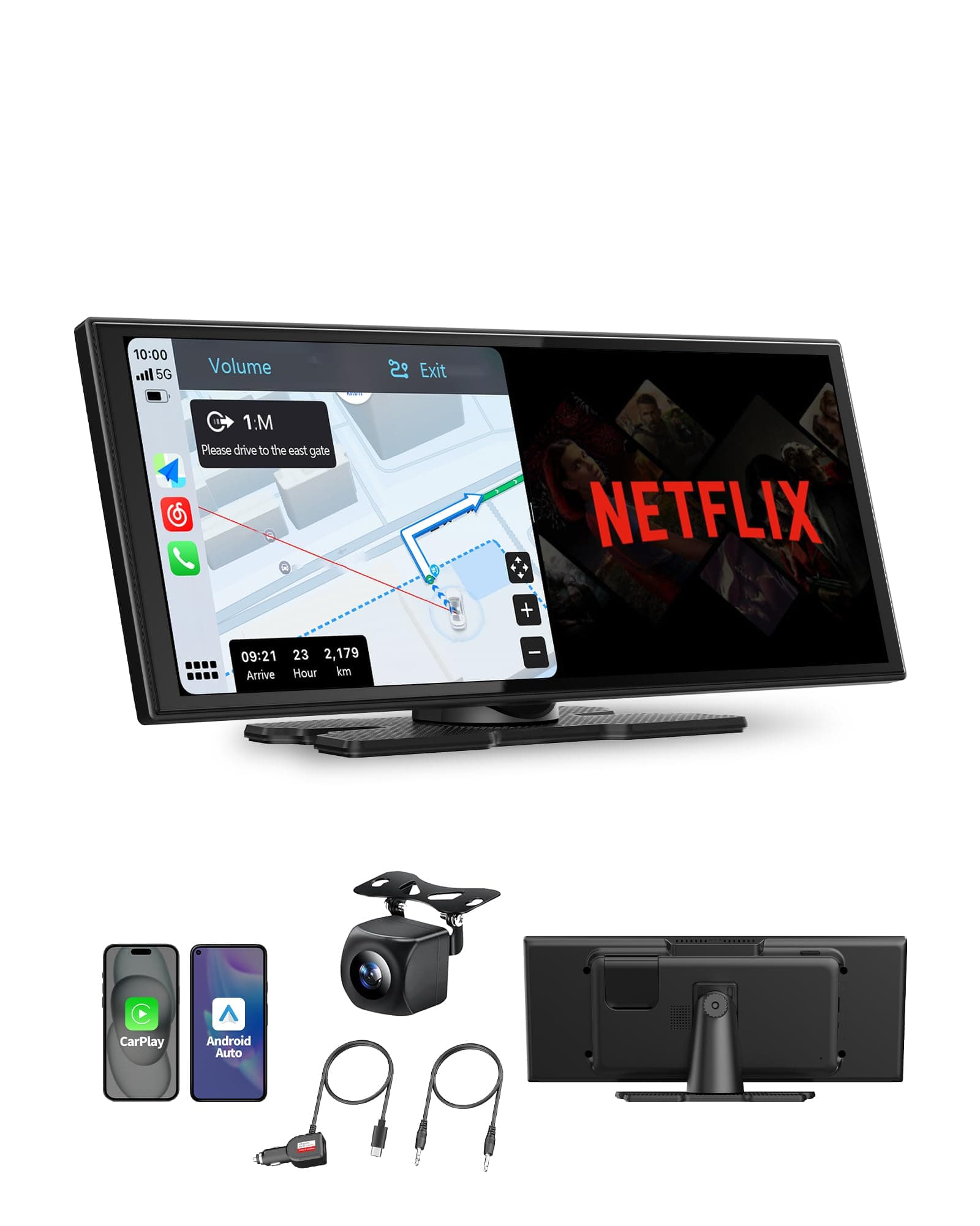 OTTOCAST ScreenFlow, Wireless CarPlay Android Auto Display 11,4 Pollici Schermo per Auto Car Play con Telecamera di Retromarcia, con Navigazione Bluetooth FM, Android 13 OS