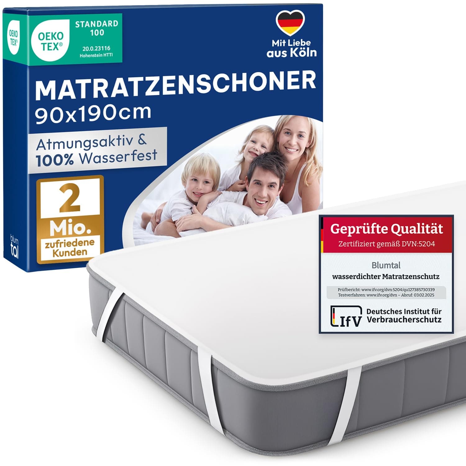 Blumtal Matratzenschoner 90x190cm - wasserdichte Matratzenauflage 90x190cm aus 80% Baumwolle - Oeko-TEX zert. Inkontinenzunterlage waschbar bis 95 °C - knisterfreier Bett Topper wasserdicht