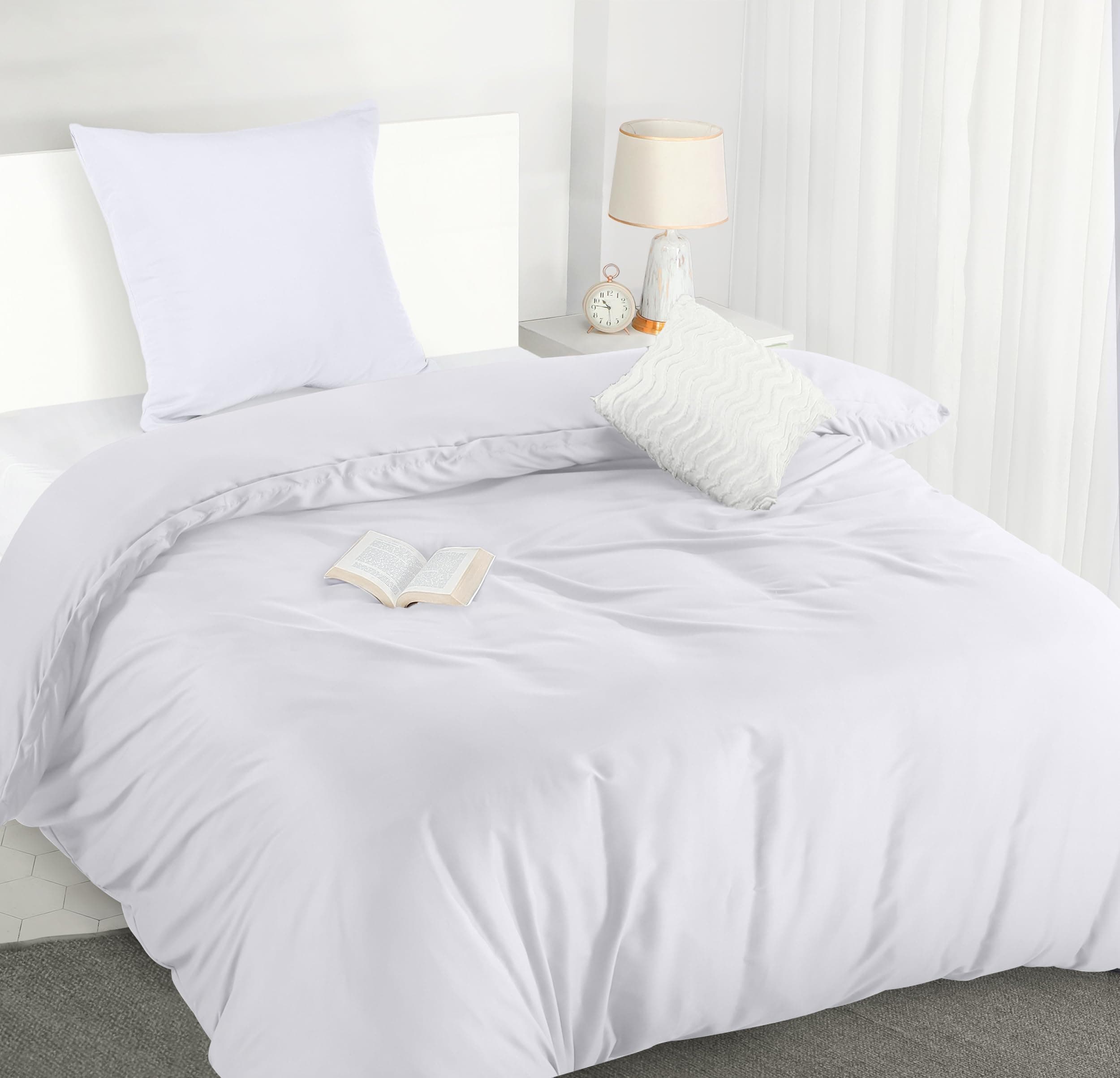 Utopia Bedding Funda Nordica Cama 90 - Microfibra Juego de Funda de Edredon 135x200 cm y 1 Funda de Almohada 80x80 cm (Blanco)