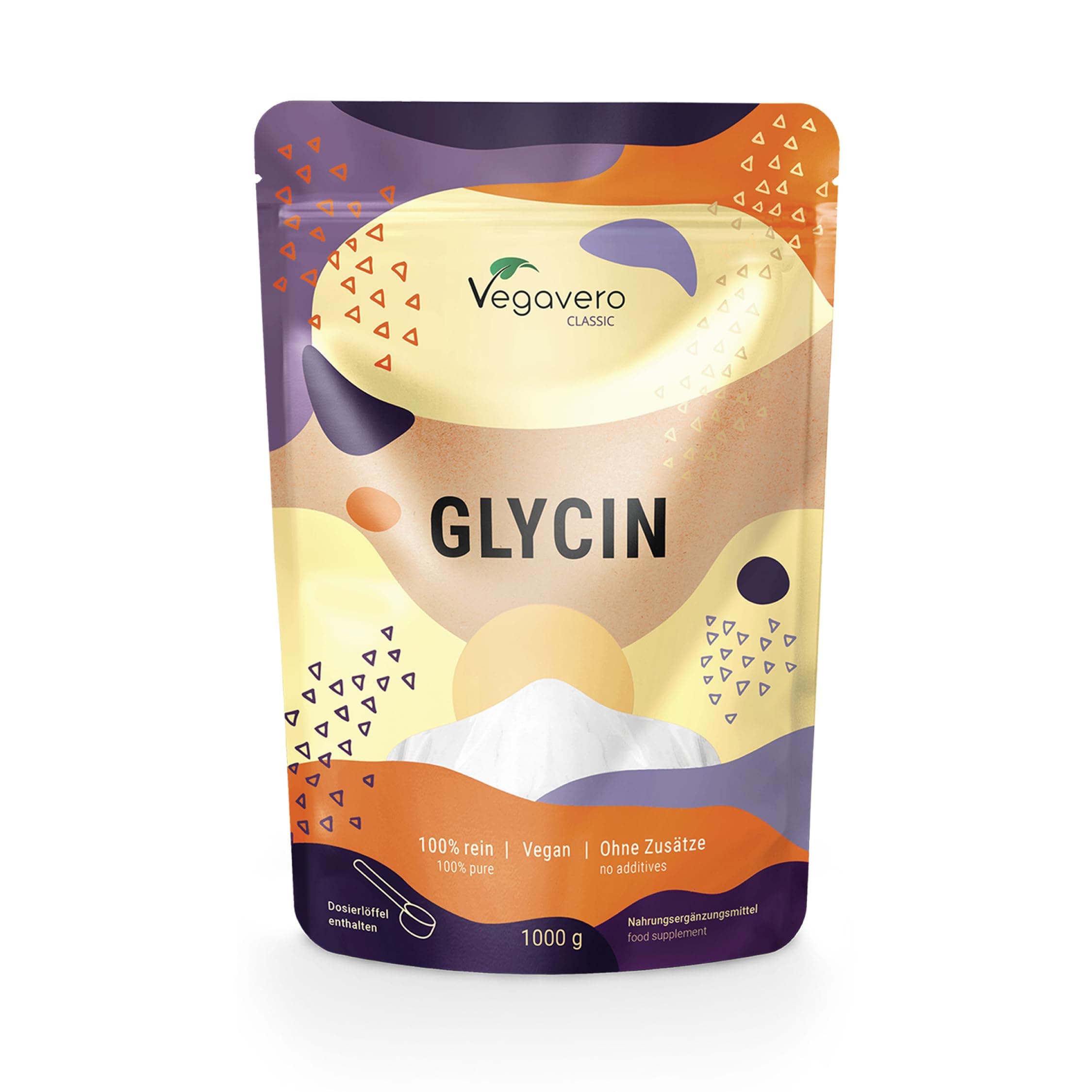 GLICINA Vegavero® | 1000 g (1 kg) in Polvere | 100% L-Glicina Pura | Senza Additivi | Integratore per Dormire Meglio e per Articolazioni | con Misurino | Vegan
