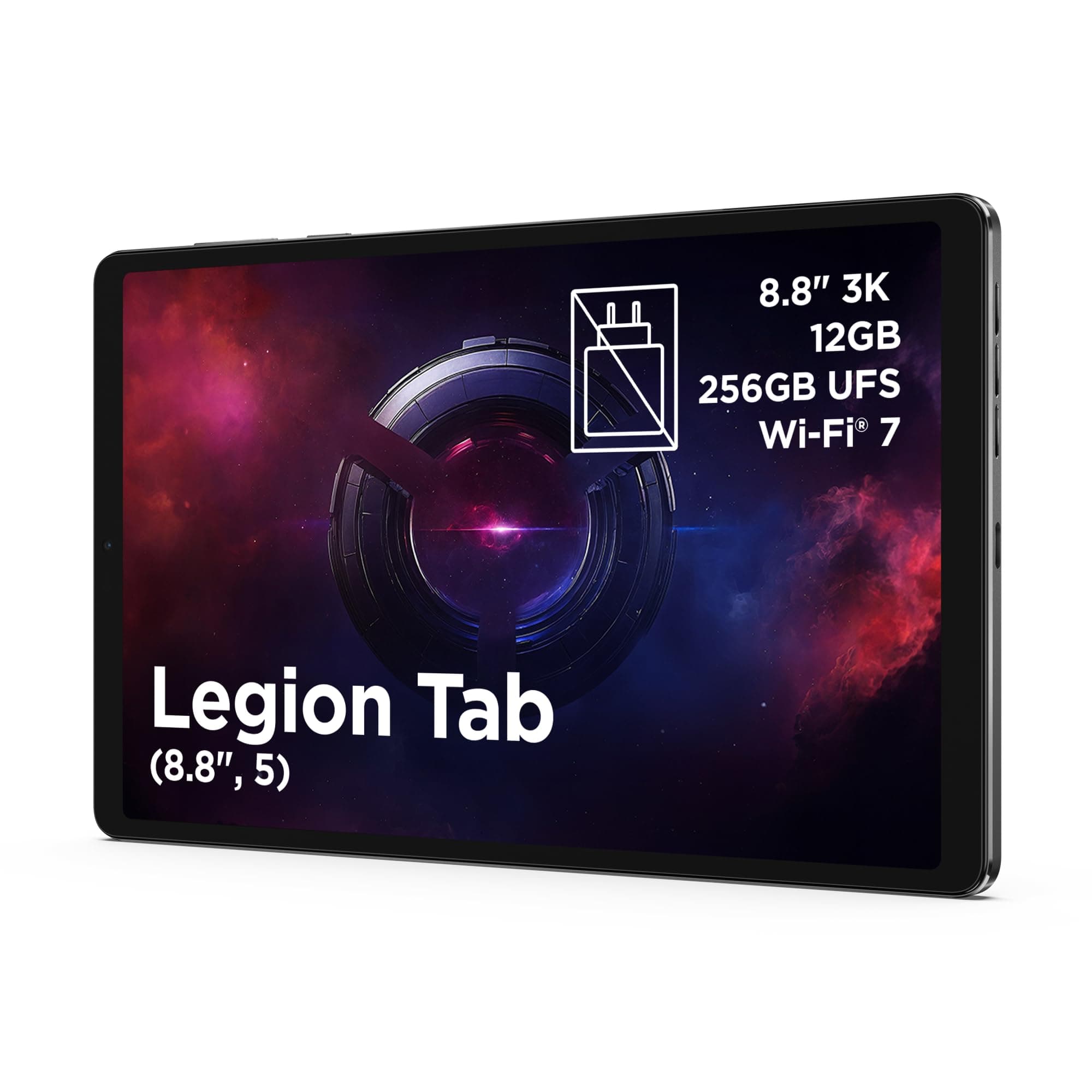 Lenovo Legion Tab Tablet - Display 8.8" 3K (3040x1904) 165Hz, Processore Qualcomm Snapdragon 8 Elite Gen 5, RAM 12GB LPDDR5T, Memoria 256GB, Wi-Fi 7, Tablet Android 16 - Eclipse Black