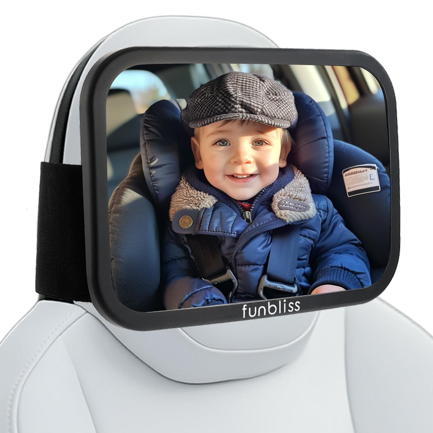 Funbliss Espejos Reposacabezas Fijos Para Bebés - Espejo Coche Bebe Compatible Con Tesla y Otros Vehículos, Rotación 360°