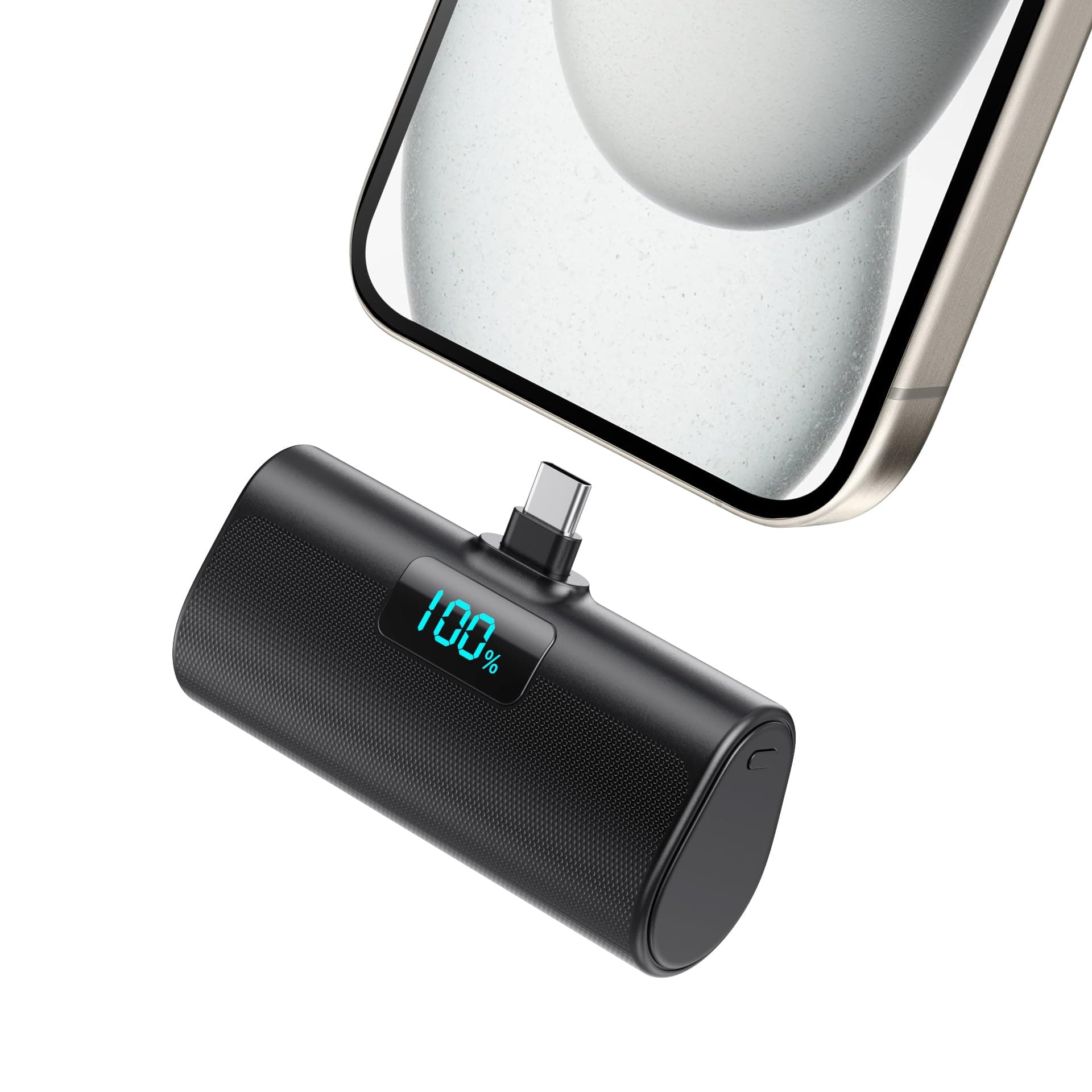 Power Bank 5200mAh, Ultra-piccolo&Ultra-compatto Caricatore Portatile USB C PD Ingressi&Uscite Mini Powrbank Batteria Esterna per iPhone 17/16/15 Android Samsung Galaxy Note Huawei iPad Pro/Air-Nero