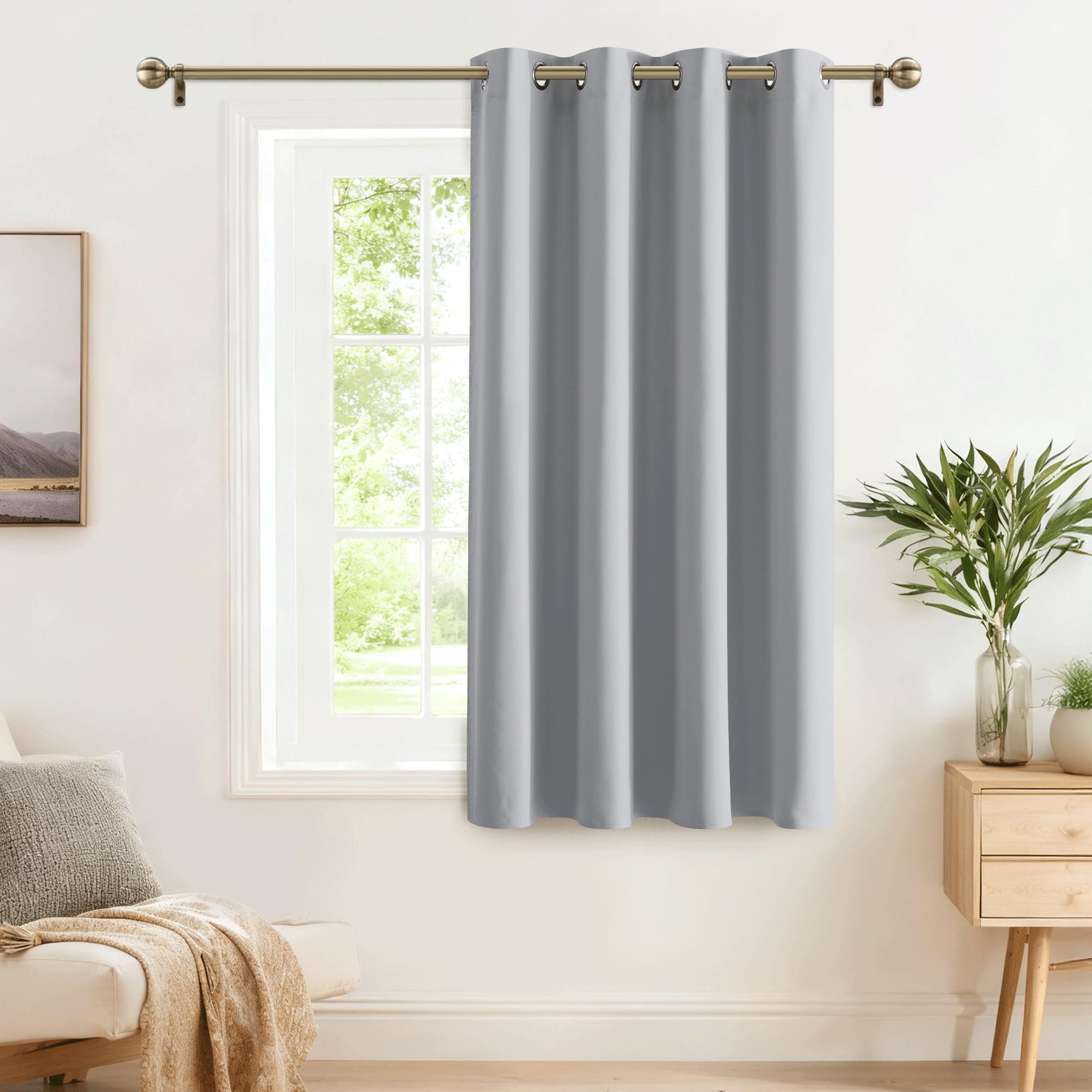 PONY DANCE Vorhang Kinderzimmer Junge Thermovorhang mit Ösen Verdunkelungsvorhang Wohnzimmer Abdunkelnde Gardinen Ösenvorhang 1 Stück H 180 x B 140 cm, Silbergrau