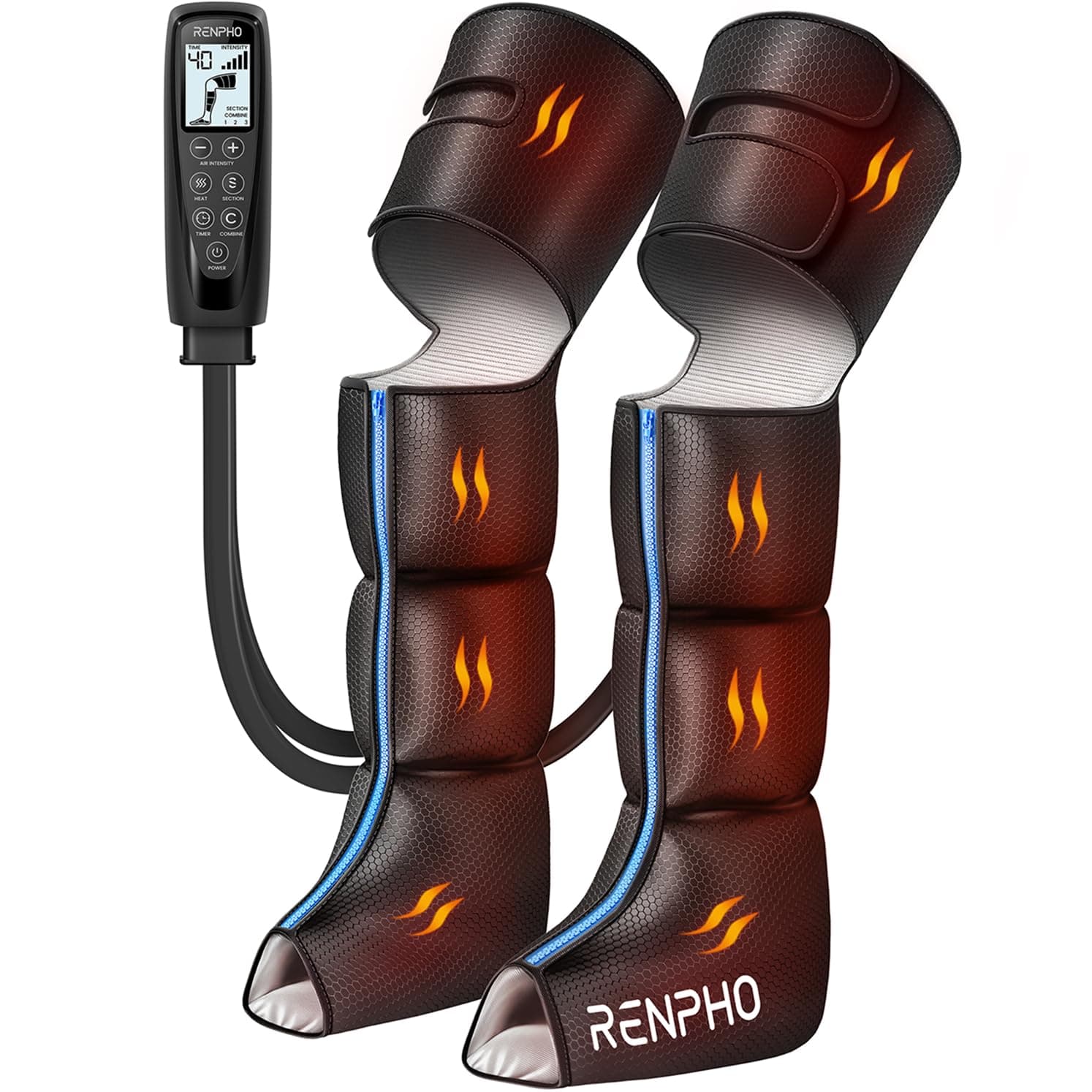 RENPHO Masajeador de Piernas con Calor, 360° Compresión de Aire para Pies y Piernas, 2 Niveles de Calor y 5 Intensidades, Apto para Piernas Hasta 27,5", Weihnachtsgeschenke für Frauen