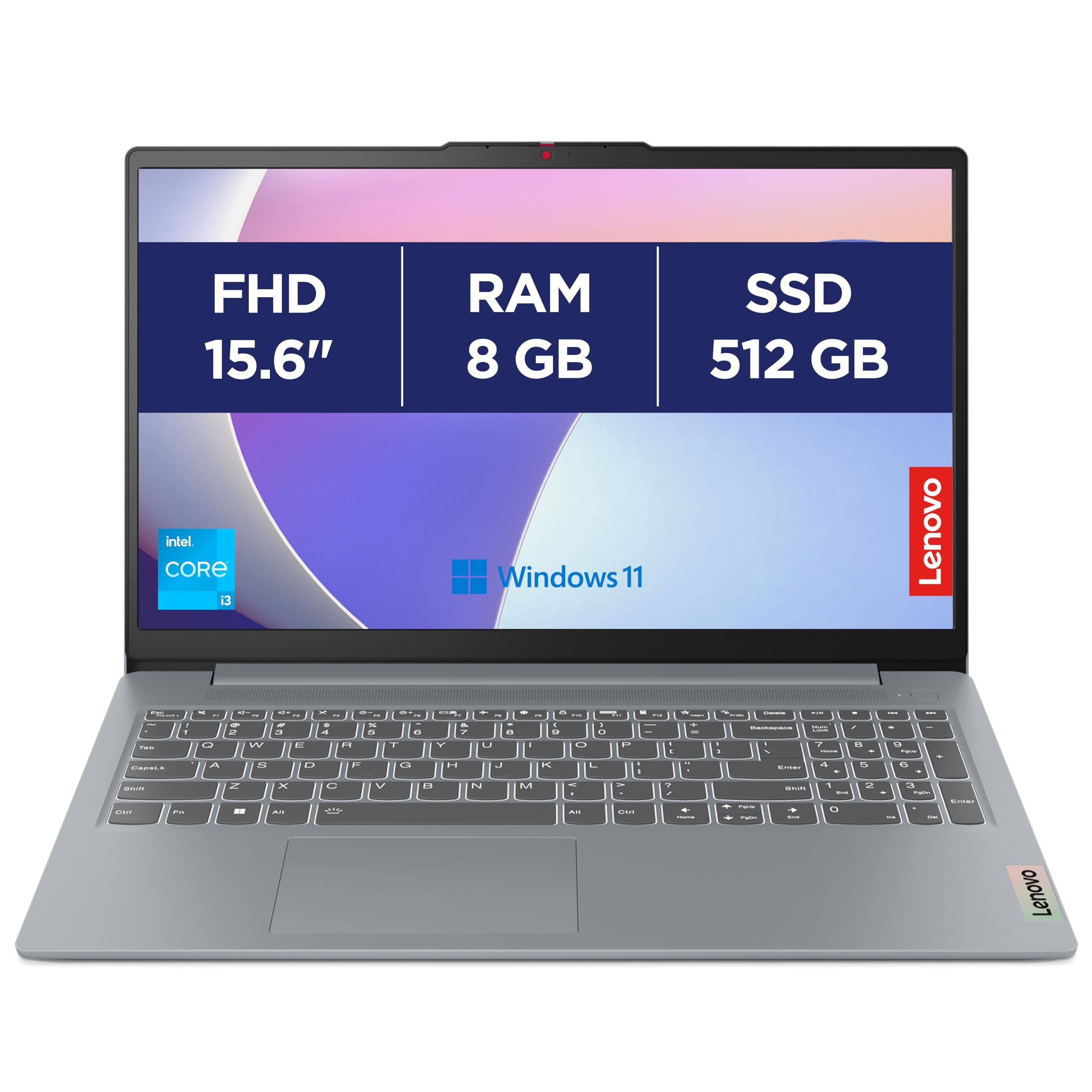 Lenovo IdeaPad Slim 3 15IRU8 - Ordinateur Portable 15.6'' FHD (Intel Core i3-1315U, RAM 8Go, SSD 512Go, Intel UHD Graphique Intégrée, Windows 11 Home) Clavier AZERTY Français - Gris