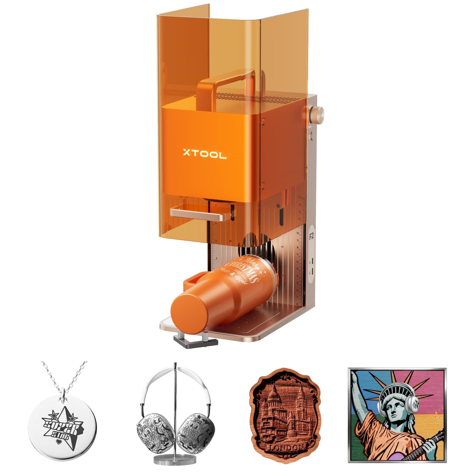 xTool F2 Graveur Laser Double (5W IR & 15W Diode), 50MP Caméra, 6000mm/s, Embossage 3D, Gravure Laser en Couleur sur Métal, Portable, Prêt pour l’Usage Commercial