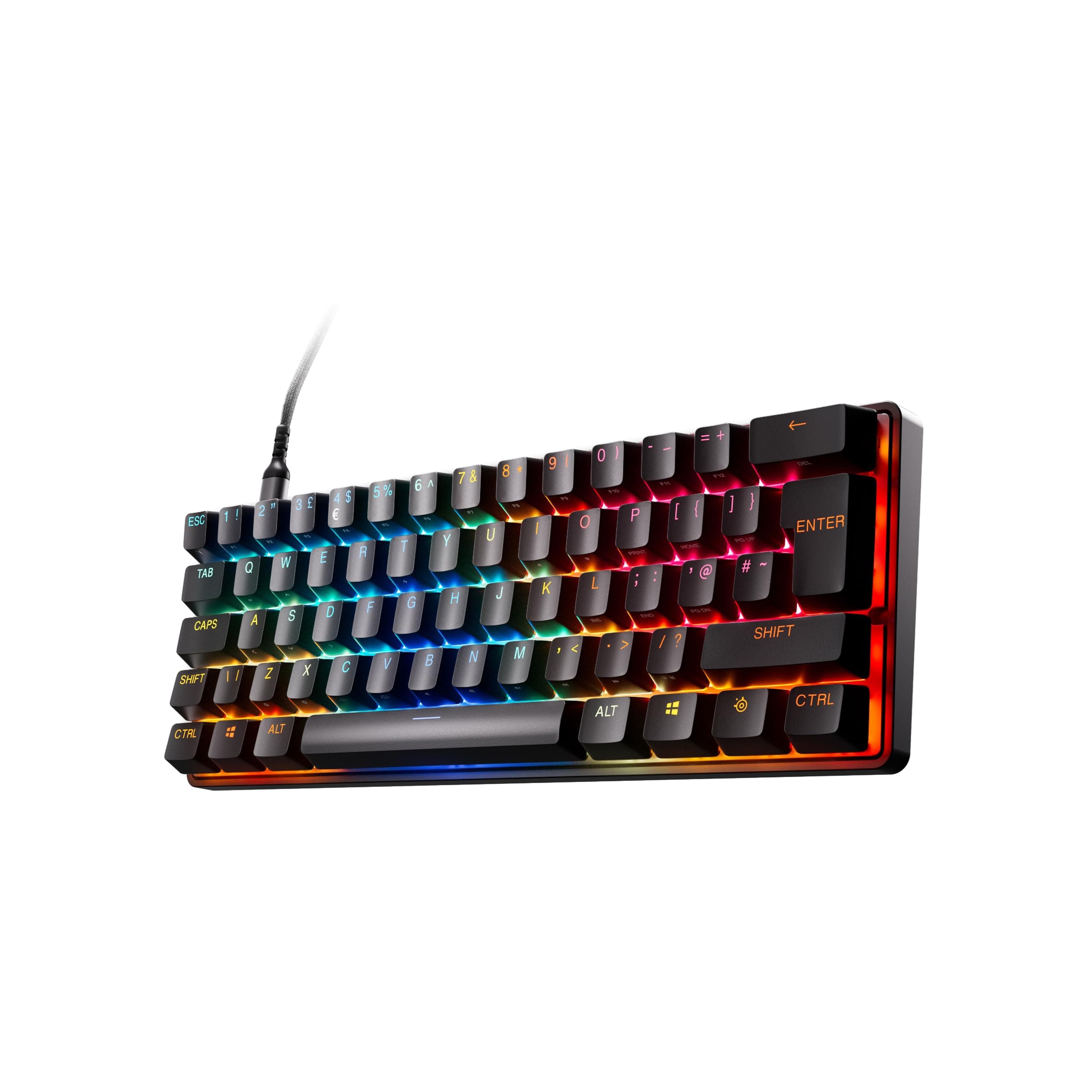 SteelSeries Apex Pro Mini Gen 3 Interruptores OmniPoint 3.0 - Accionamiento Ajustable - Rapid Trigger - Preajustes - Modo protección - Rapid Tap/SOCD - RGB - Teclas PBT - USB-C - Diseño UK QWERTY
