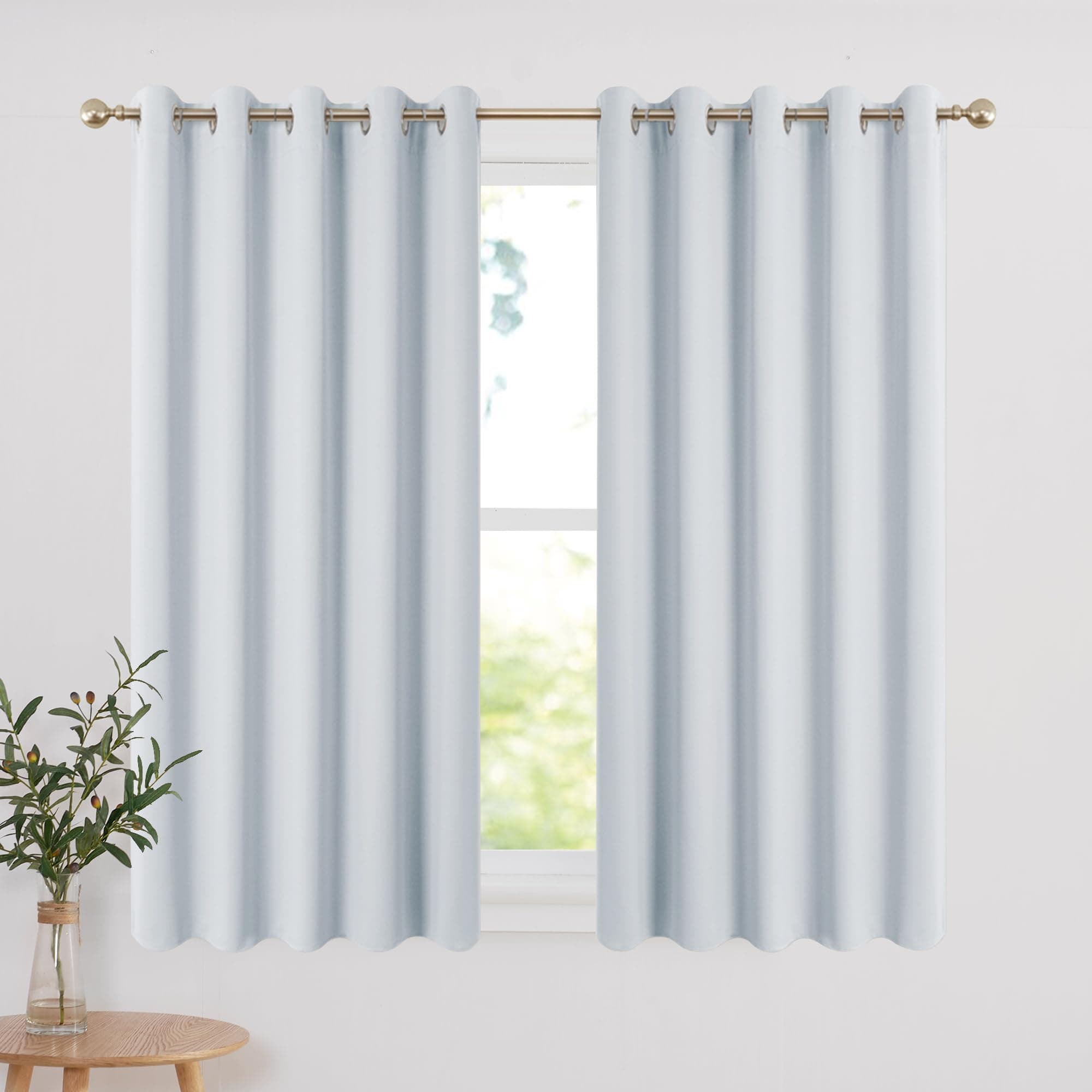 PONY DANCE Tende Termiche Isolanti per Cameretta Bambini Moderne con Anelli Curtains per Finestre Piccole Corte Tende Oscuranti 2 Pezzi L 167 x A 137 cm, Bianco Grigiastro