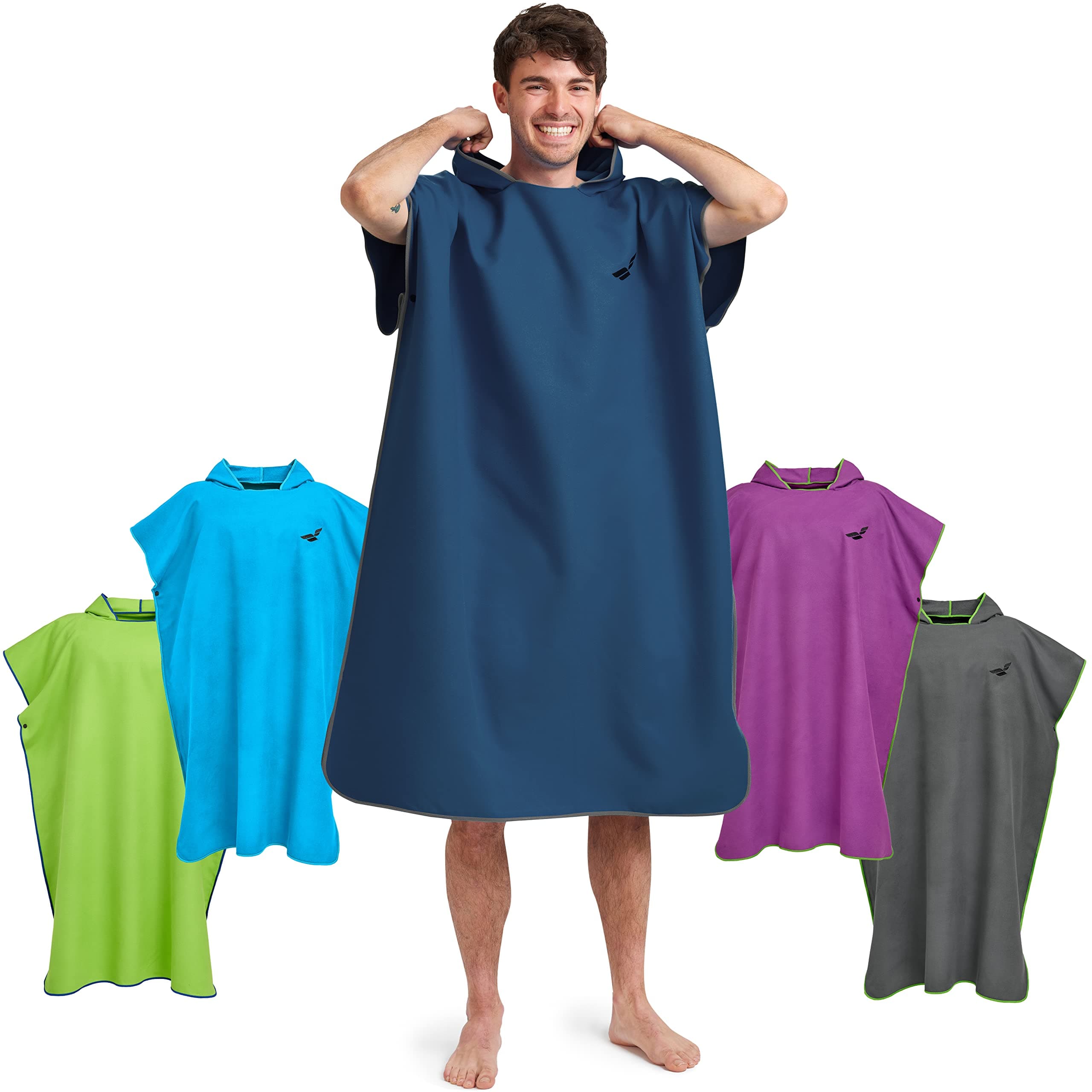 Fit-Flip Poncho da bagno – estremamente leggero e ad asciugatura rapida – Poncho da surf in microfibra per uomini e donne, poncho da spiaggia, asciugamano a cambiamento