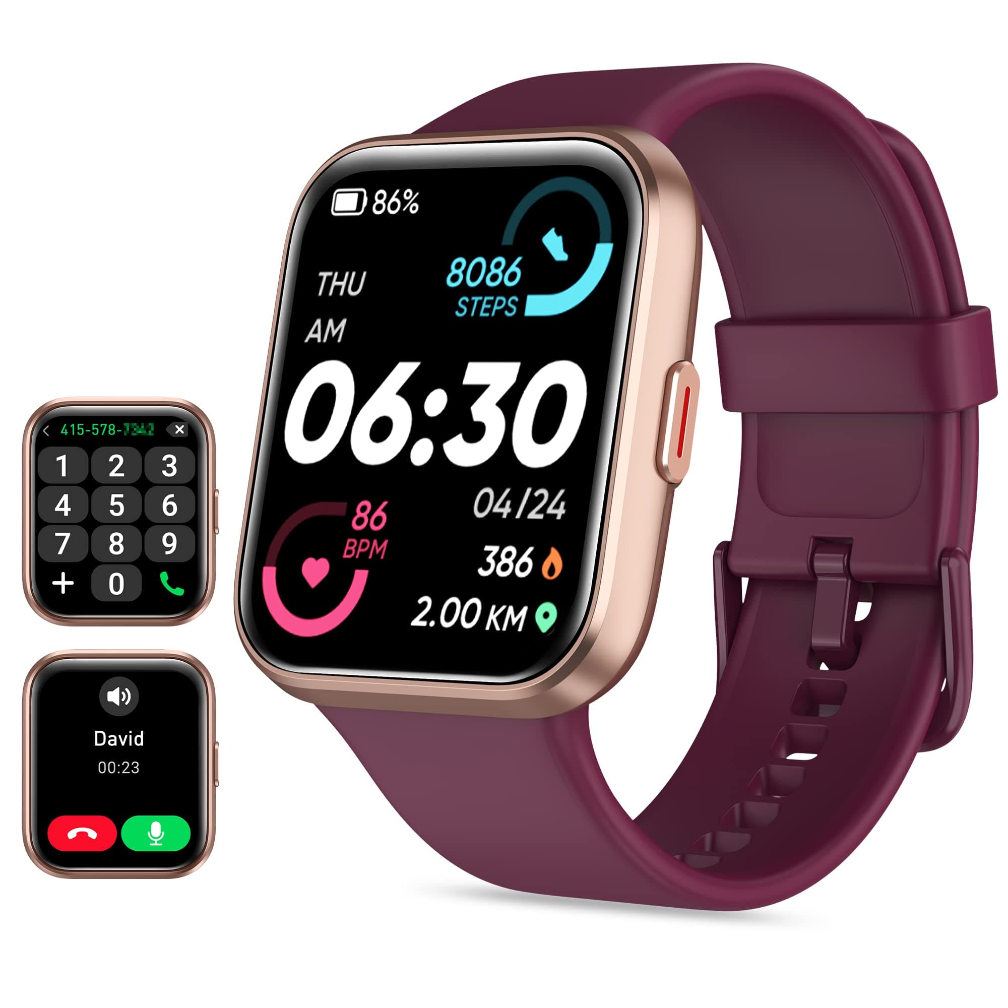 Tensky Reloj Inteligente Mujer con Llamadas y Voz de Alexa, Whatsapp Notificaciones, 1.85" Smartwatch Mujer con SpO2/Pulsómetro/Monitor de Sueño, 110 Modos Deportes, 3ATM Regalo para iPhone Android