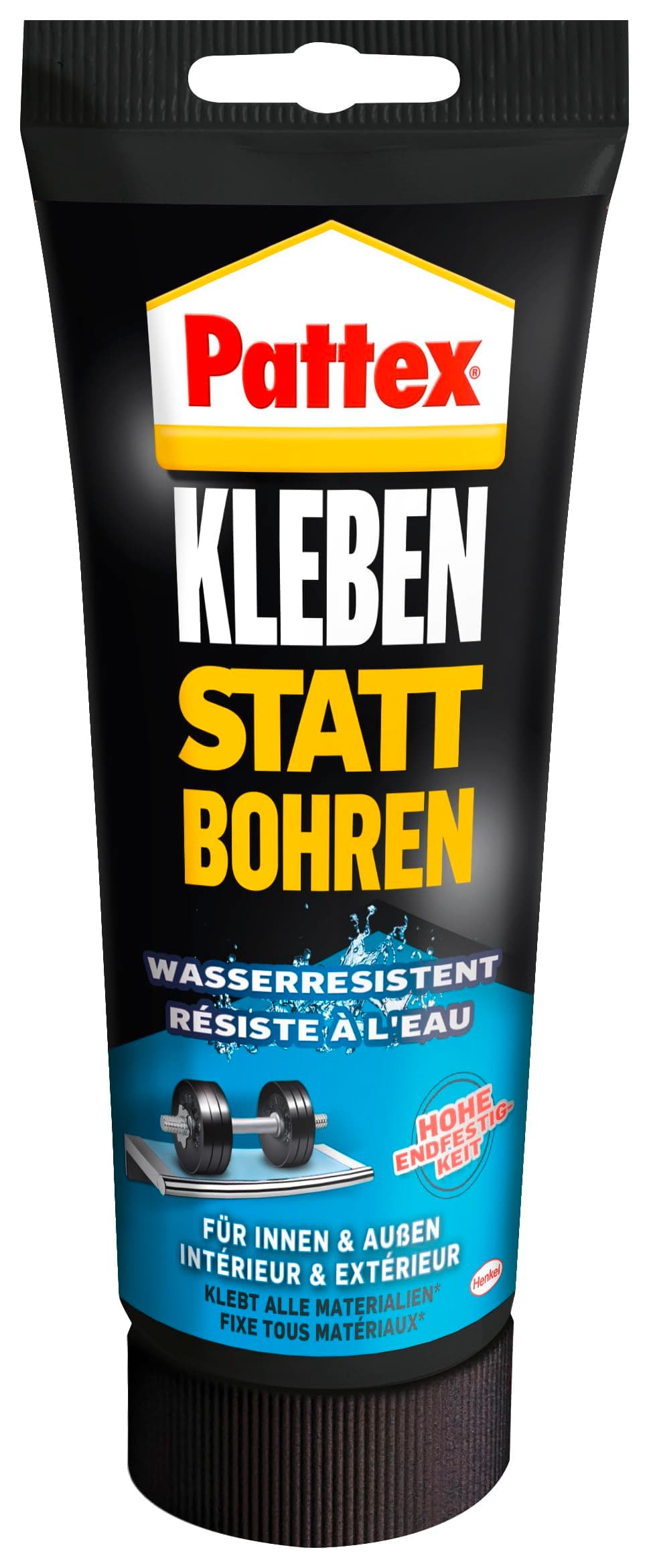 Pattex Montagekleber Kleben statt Bohren Wasserresistent, Kraftkleber für innen & außen, universell einsetzbarer Baukleber, Kleber mit hoher Festigkeit, 1 x 340g