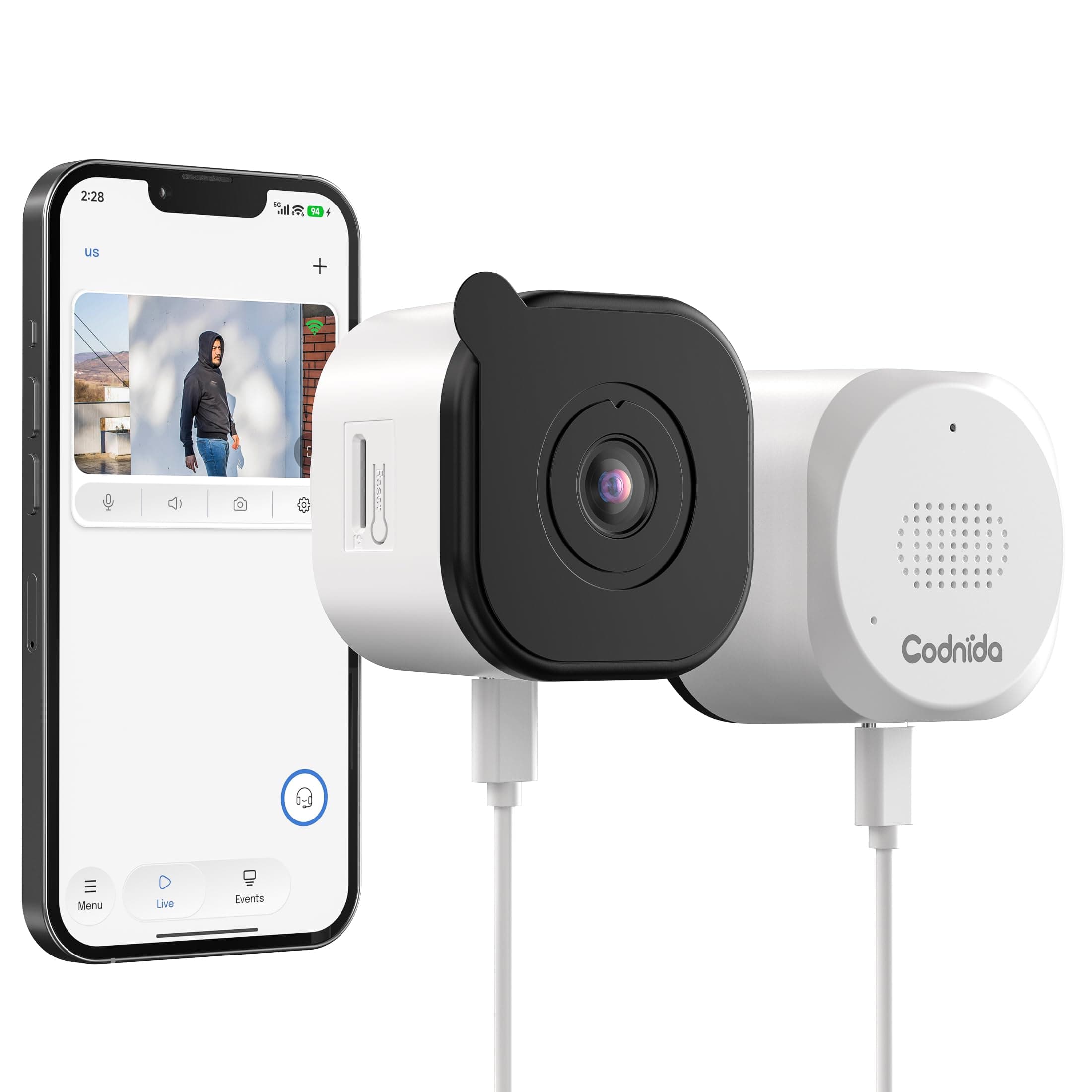 Camera Magnétique pour Fenêtre 2K Sans Perçage, Caméra de Surveillance Wi-Fi 2,4 et 5 GHz pour l'intérieur avec Vision Nocturne Couleur Starlight, Détection des Personnes et Enregistrement 24h/24 et 7