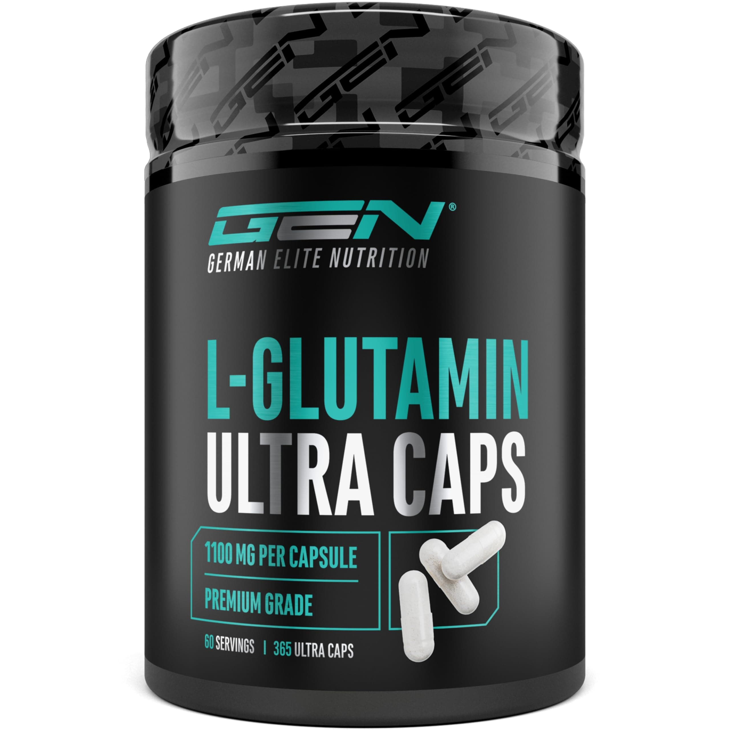 L-Glutamin Ultra Caps - 365 Kapseln mit 1100 mg - Reines & ultrafeines L-Glutamin in Premiumqualität - Extra hochdosiert