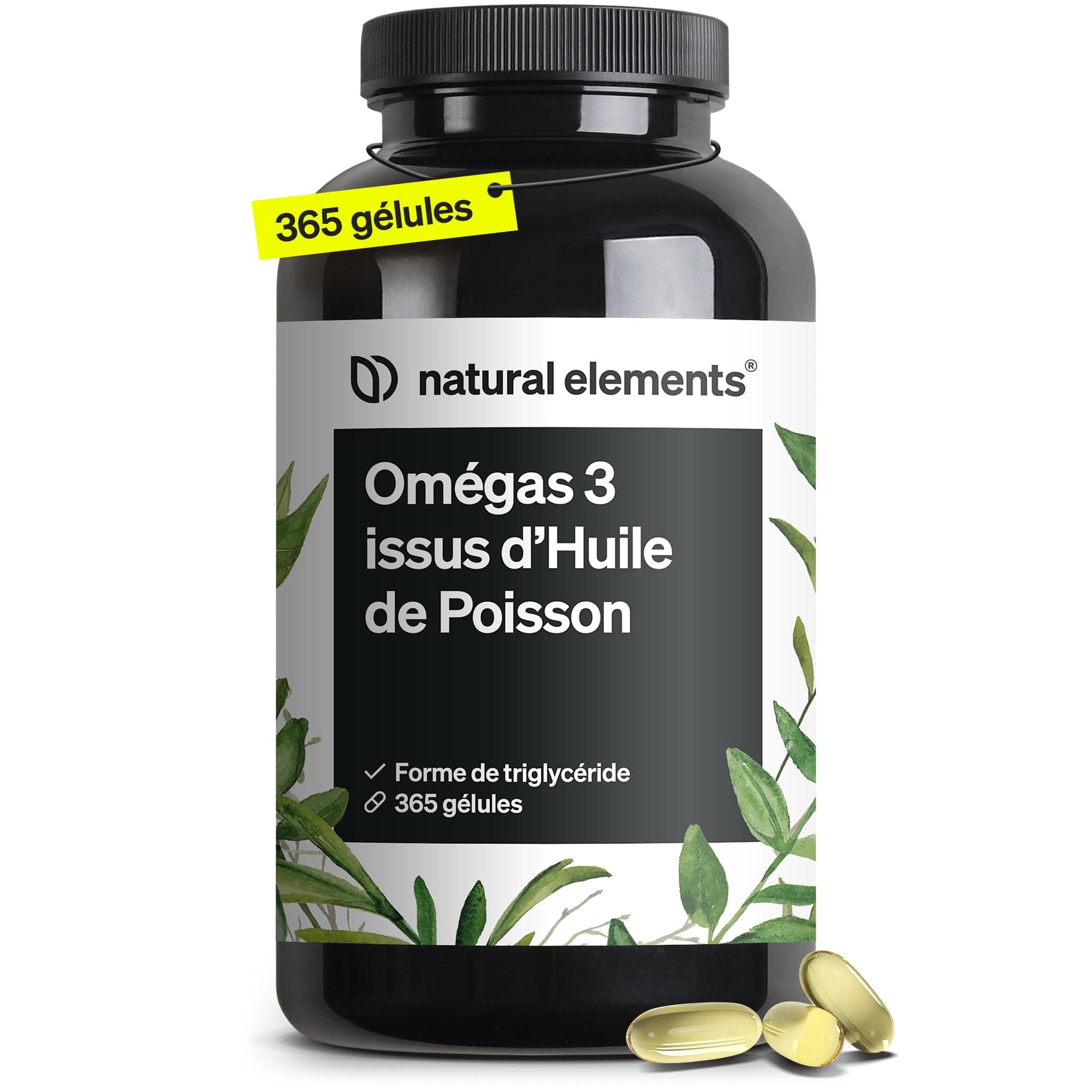 Omega 3 huile de poisson sauvages 2000mg – 365 oméga 3 gélules hautement dosées – huile à haute concentration en EPA 360mg & DHA 240mg – transformés et purifiés, issus de la pêche durable