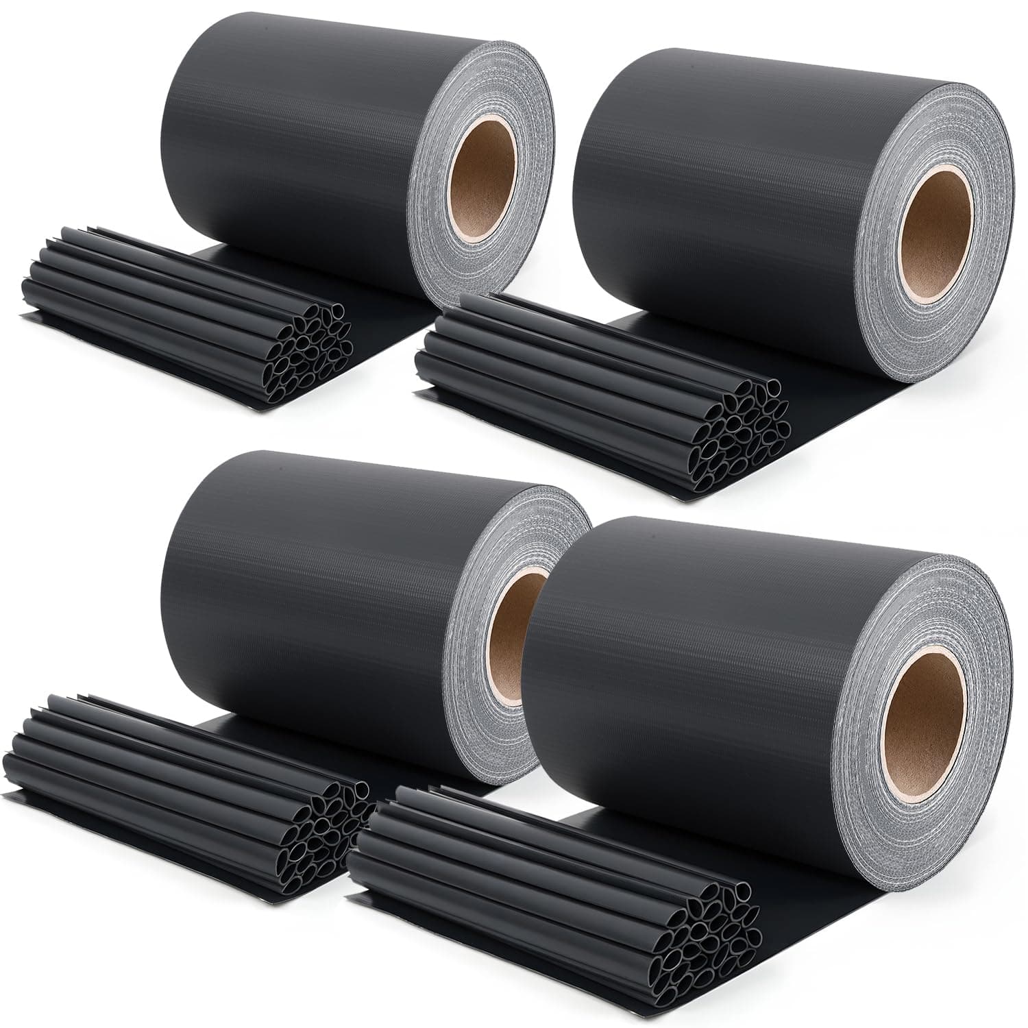 Sekey 4 Stück x PVC Sichtschutzstreifen für Doppelstabmatten 50m x 19cm - 40 Befestigungsclips, Doppelstabmattenzaun Sichtschutz, Anti-UV Wetterfest Stabmattenzaun Windschutz für Garten, Anthrazit