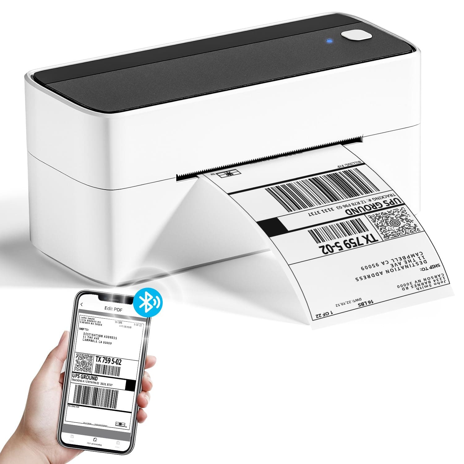 Phomemo Bluetooth Etikettendrucker, DHL Thermodrucker 4x6 Ettikettendrucķer, Bluetooth Etikettiergerät Label Printer für Barcode, Amazon, Etsy, Shopify, Royal Mail, DHL, FedEx, etc