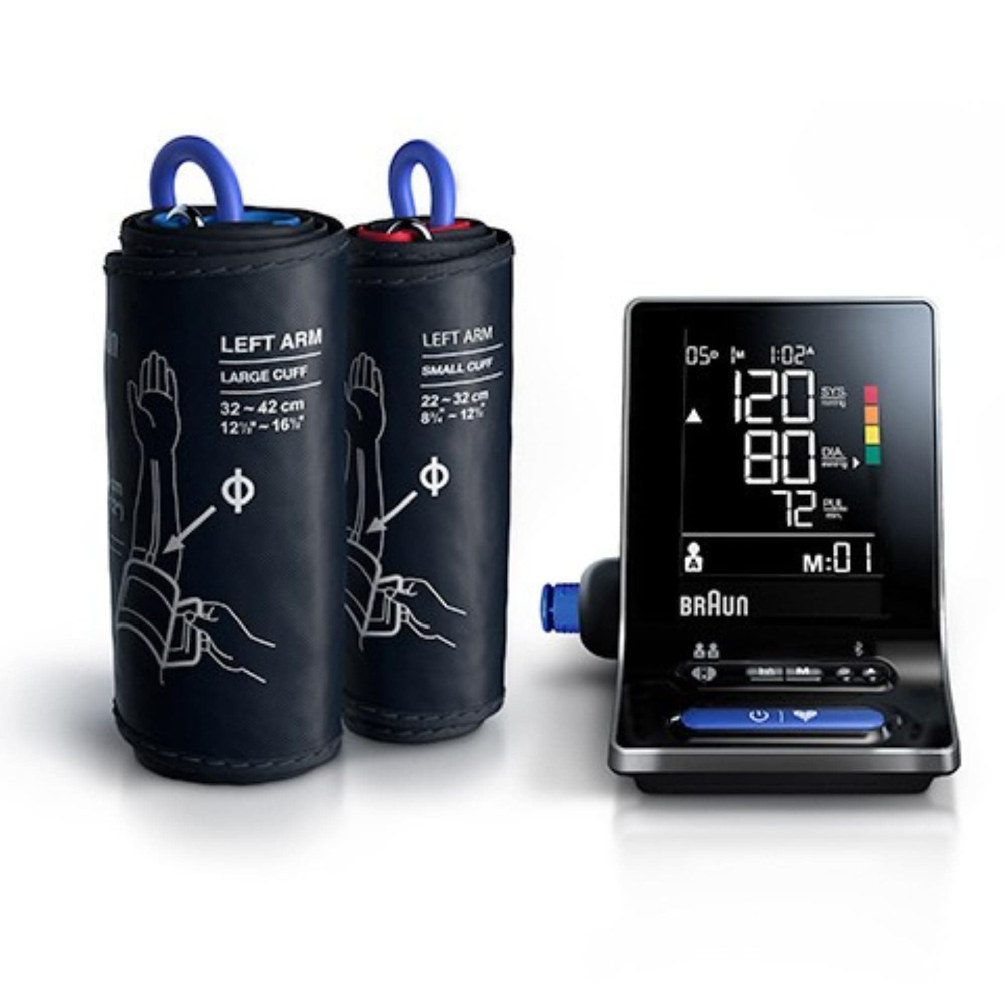 Intelligentes Braun ExactFit 5 Connect Oberarm-Blutdruckmessgerät | Braun Healthy Heart App | Klinisch nachgewiesene Präzision | Farbcodierte Anzeige | 2 Manschettengrößen | Für zu Hause | BUA6350