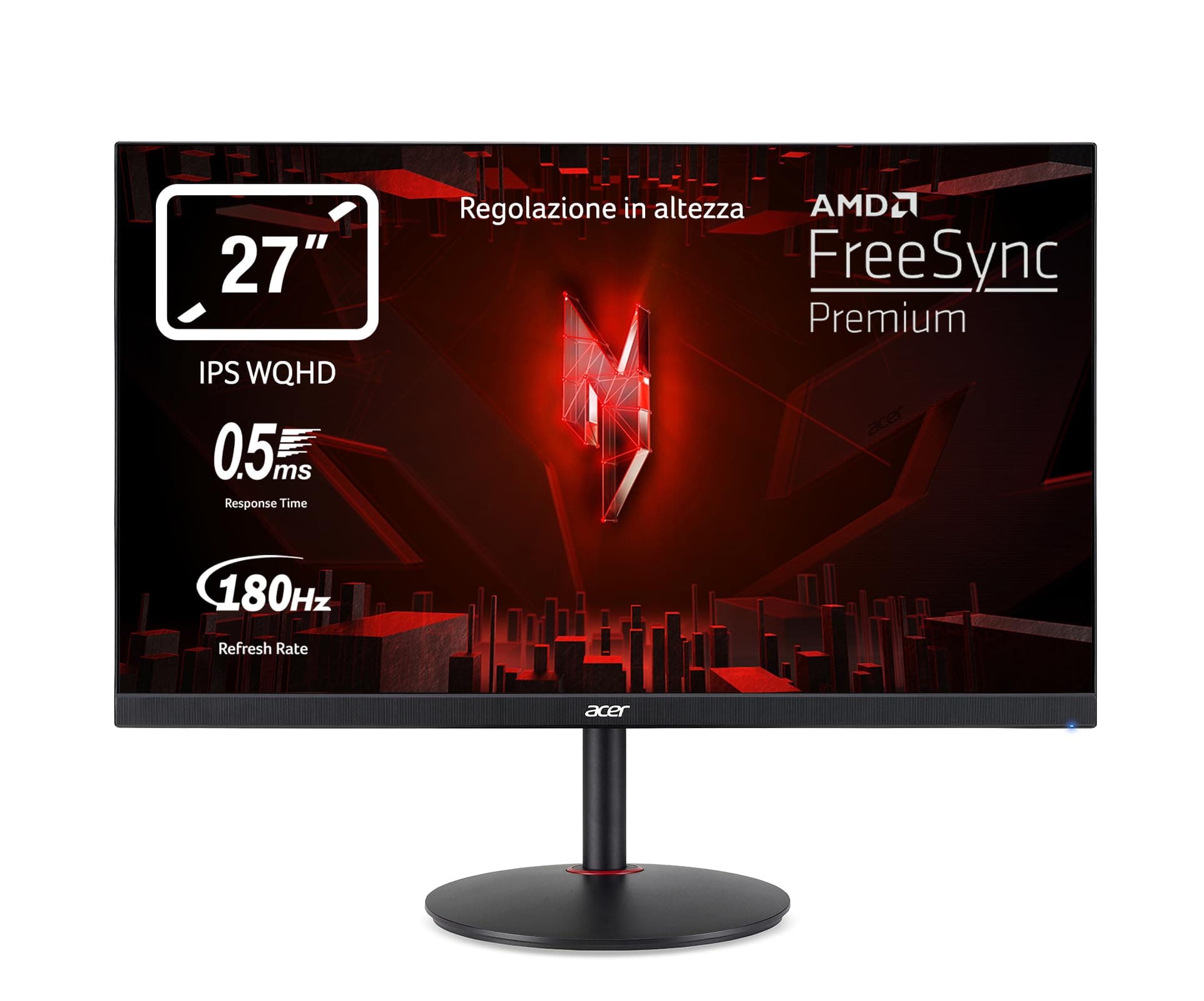 acer Nitro XV1 XV271U M3 - Monitor Gaming 27" WQHD IPS 180 Hz (68,6 cm, 2560x1440, 16:9, 250 Nits, Tiempo de Respuesta 1ms VRB, AMD FreeSync Premium, HDMI 2.0/DP 1.2) Monitor PC Gaming, Color Negro