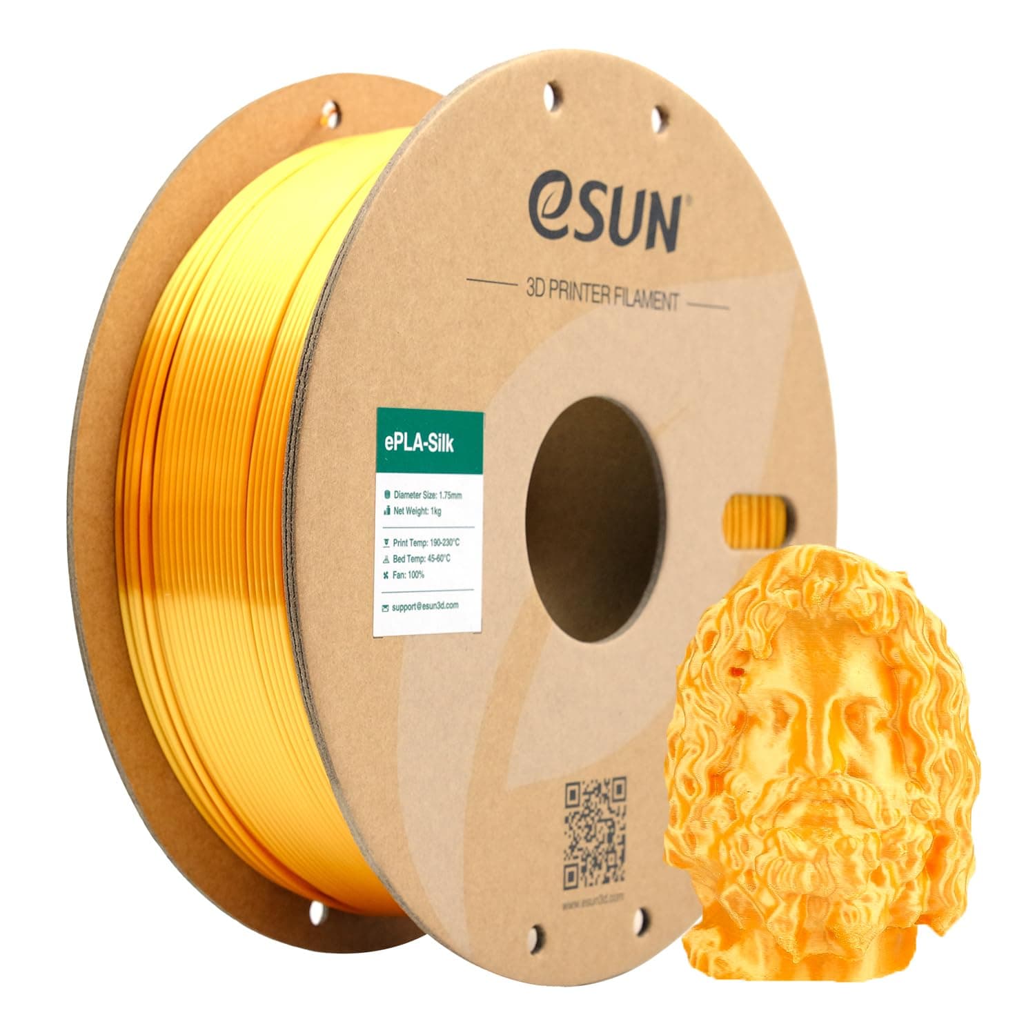 eSUN Filamento PLA Metal Seda 1.75mm, Sedoso Metálico Impresora 3D Filamento PLA, Precisión Dimensional +/- 0.05mm, 1KG Carrete (2.2 LBS) para Filamento de Impresión 3D, Oro Seda