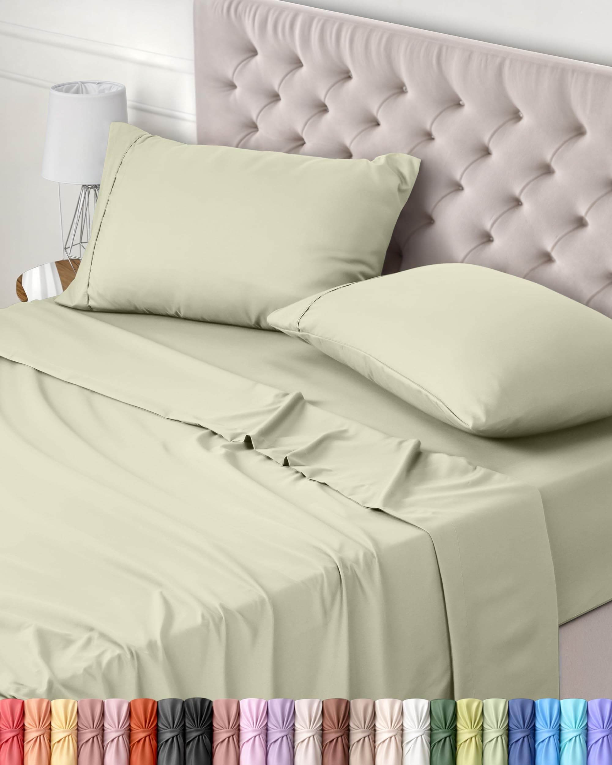Utopia Bedding Juego de Sabanas 4 Piezas 180x200 - Poliéster Microfibra Cepillada - Oeko-Tex Certificado - Sábana Bajera, Sábana Plana y 2 Fundas de Almohada 50x75 (Cama 180, Marfil)