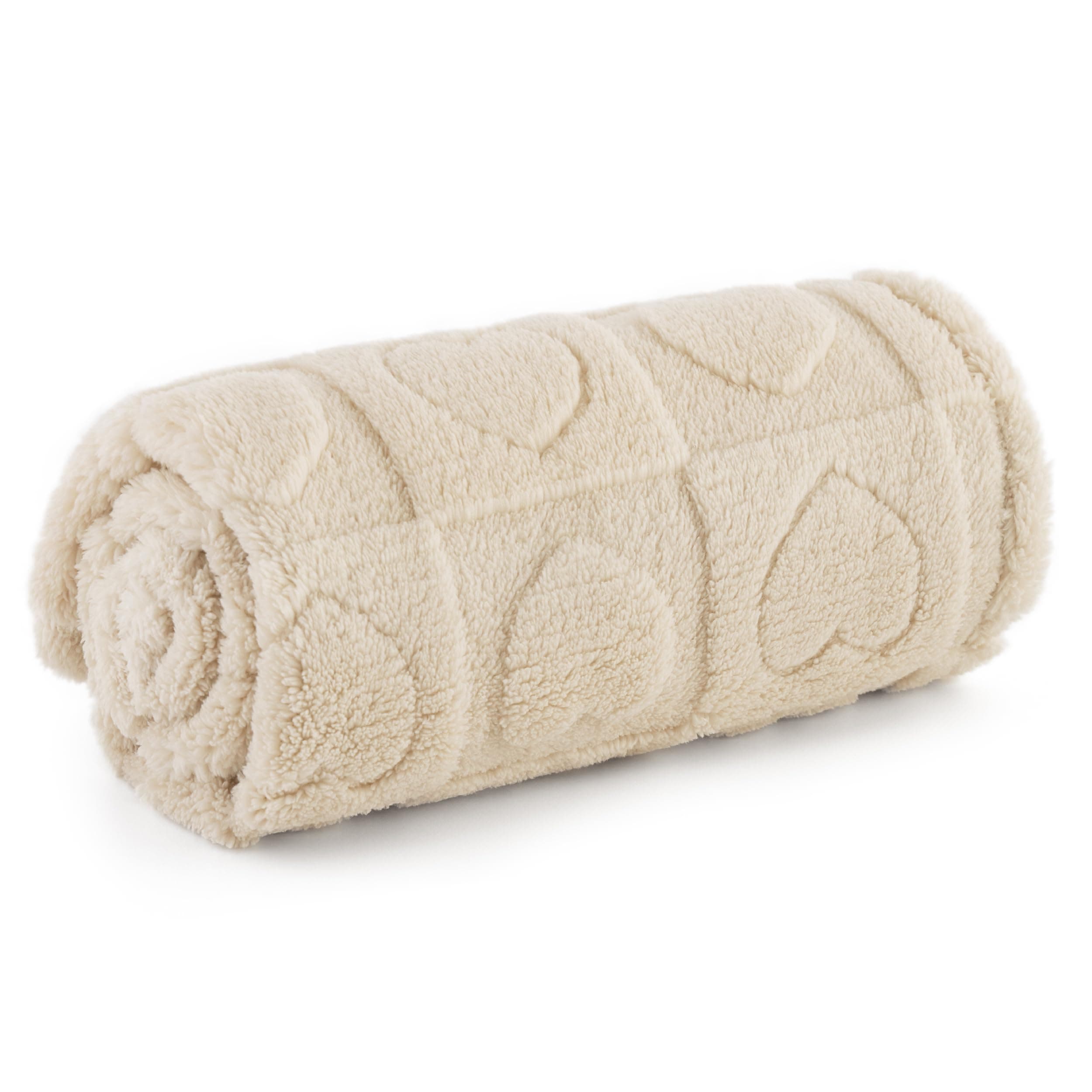 Bedsure Hundedecke für Haustier Hunde Katzen Welpen Weiche Warme Matte, flauschig und weich, Cremeweiß 60x80 cm