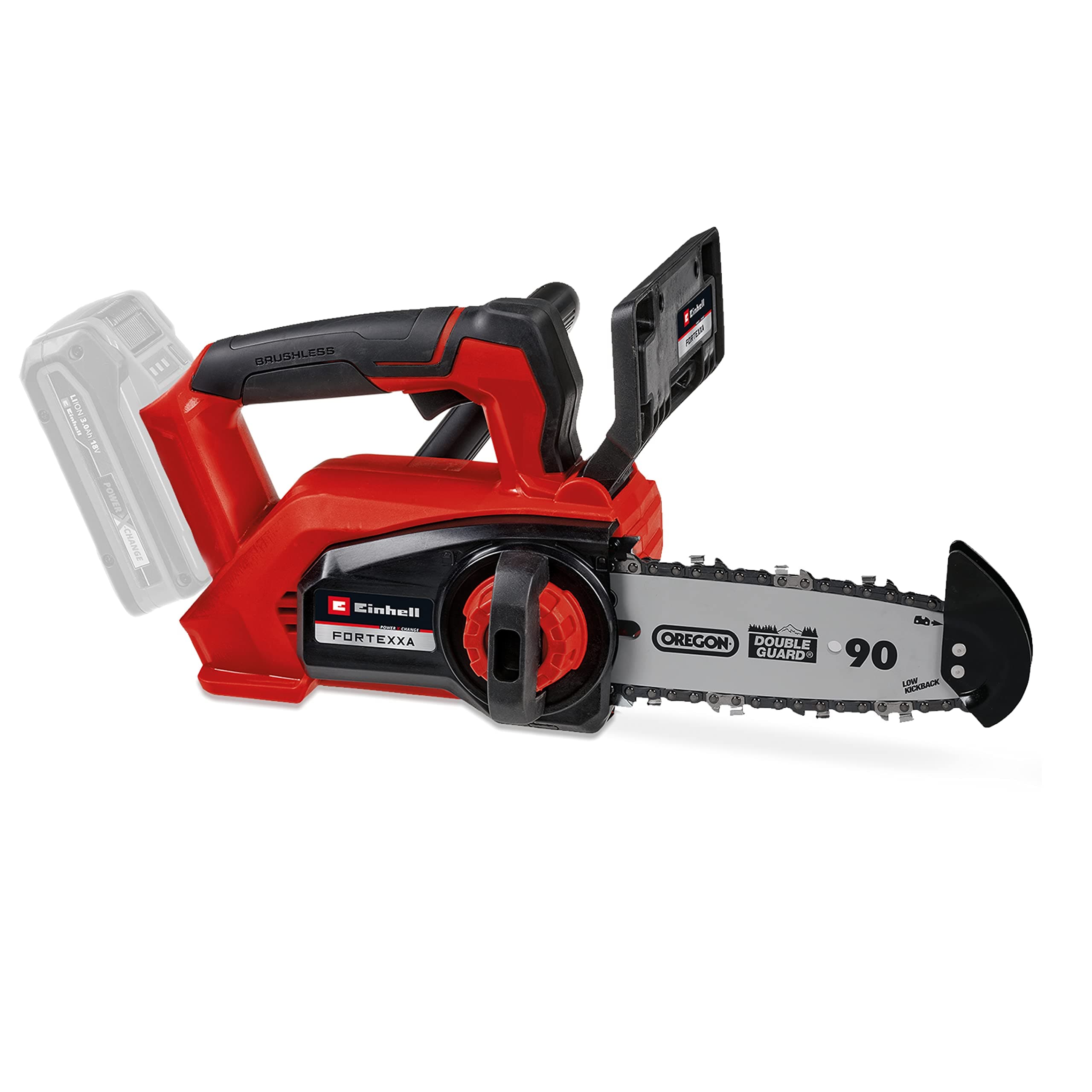 Einhell Professional Motosierra a una mano con batería FORTEXXA 18/20 TH PXC (Li-Ion, 18 V, motor sin escobillas, espada y cadena OREGON de 20 cm, máx. 3800 rpm, sin batería ni cargador)
