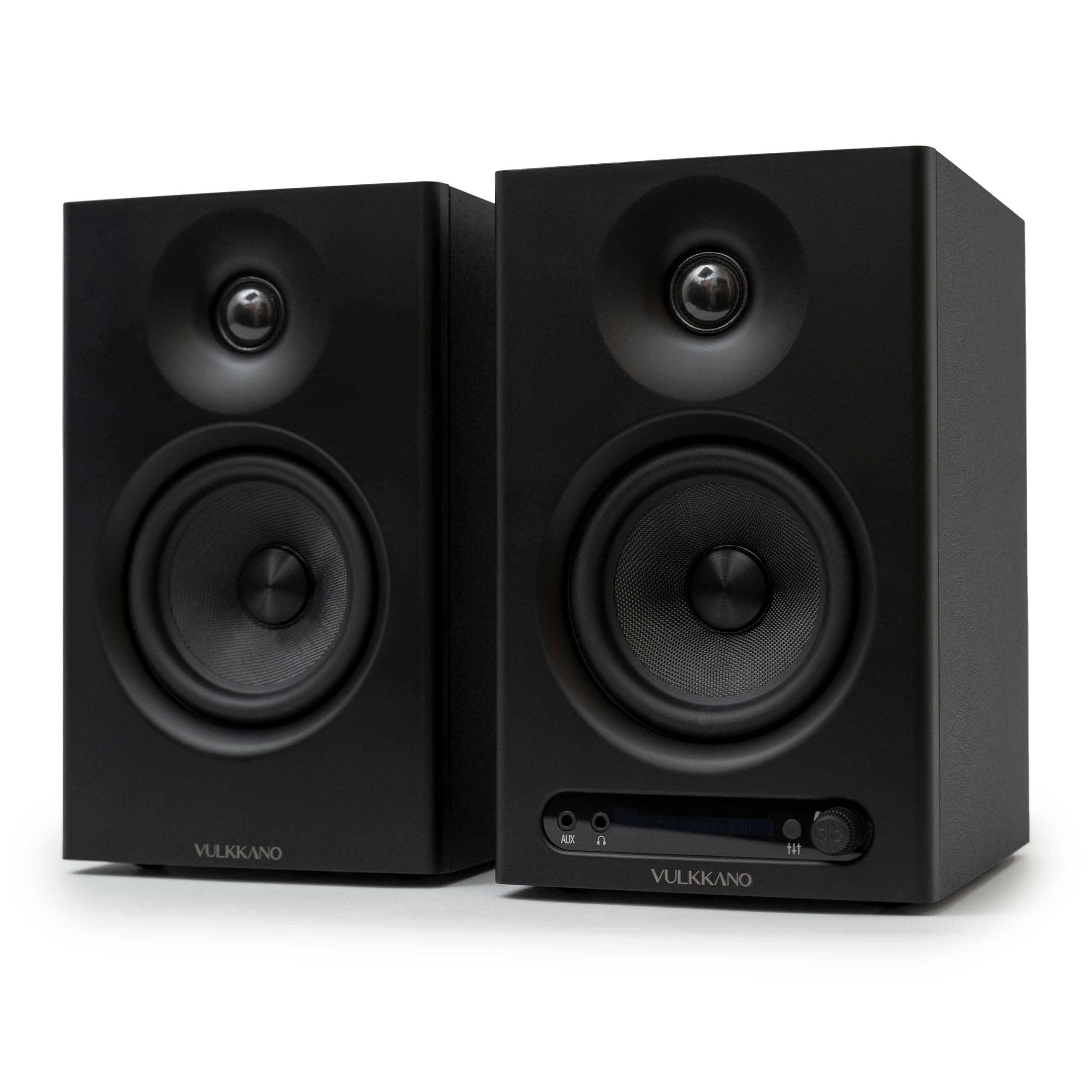 VULKKANO PRO4 Monitores de Estudio con Woofer de 4”, Bluetooth, Entrada Balanceada TRS, RCA, Salida para Cascos, AUX, Optica, ajustes de EQ, Altavoces Monitor para PC