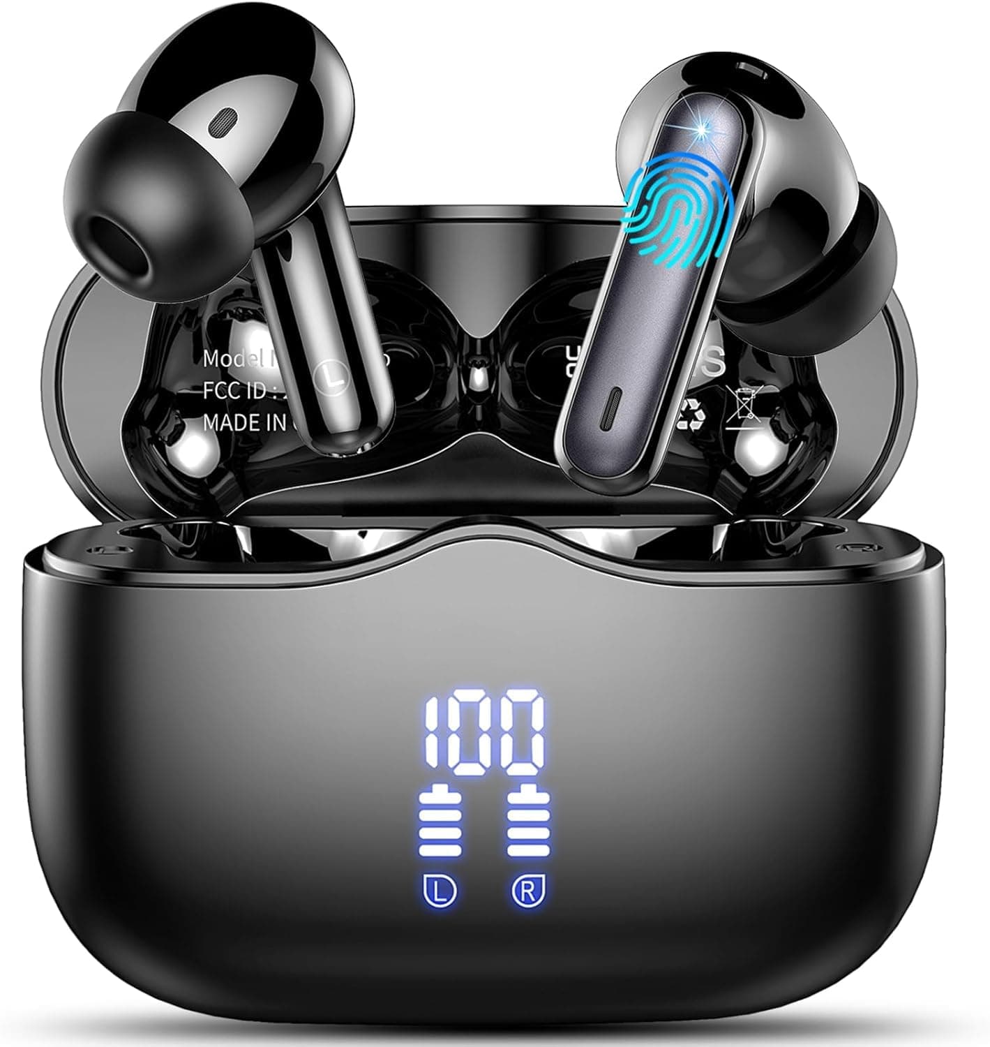 Cuffie Bluetooth, 2026 Auricolari Bluetooth 5.4 In Ear HD HiFi Stereo, 40 Ore Cuffie Wireless con 4 Mics ENC Cancellazione Rumore, IP7 Impermeabili Cuffiette Bluetooth per Androide/iOS, USB-C, Nero