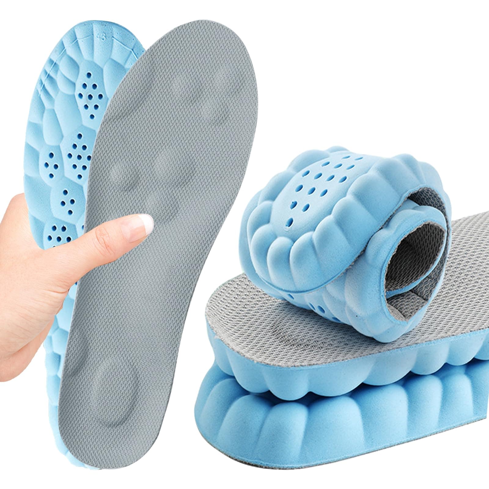 Solette in Memory Foam con supporto per l'arco plantare per donne e uomini, inserti per scarpe da ginnastica, scarpe sportive e stivali, traspiranti e ammortizzanti(38.5/39 EU, Blu)