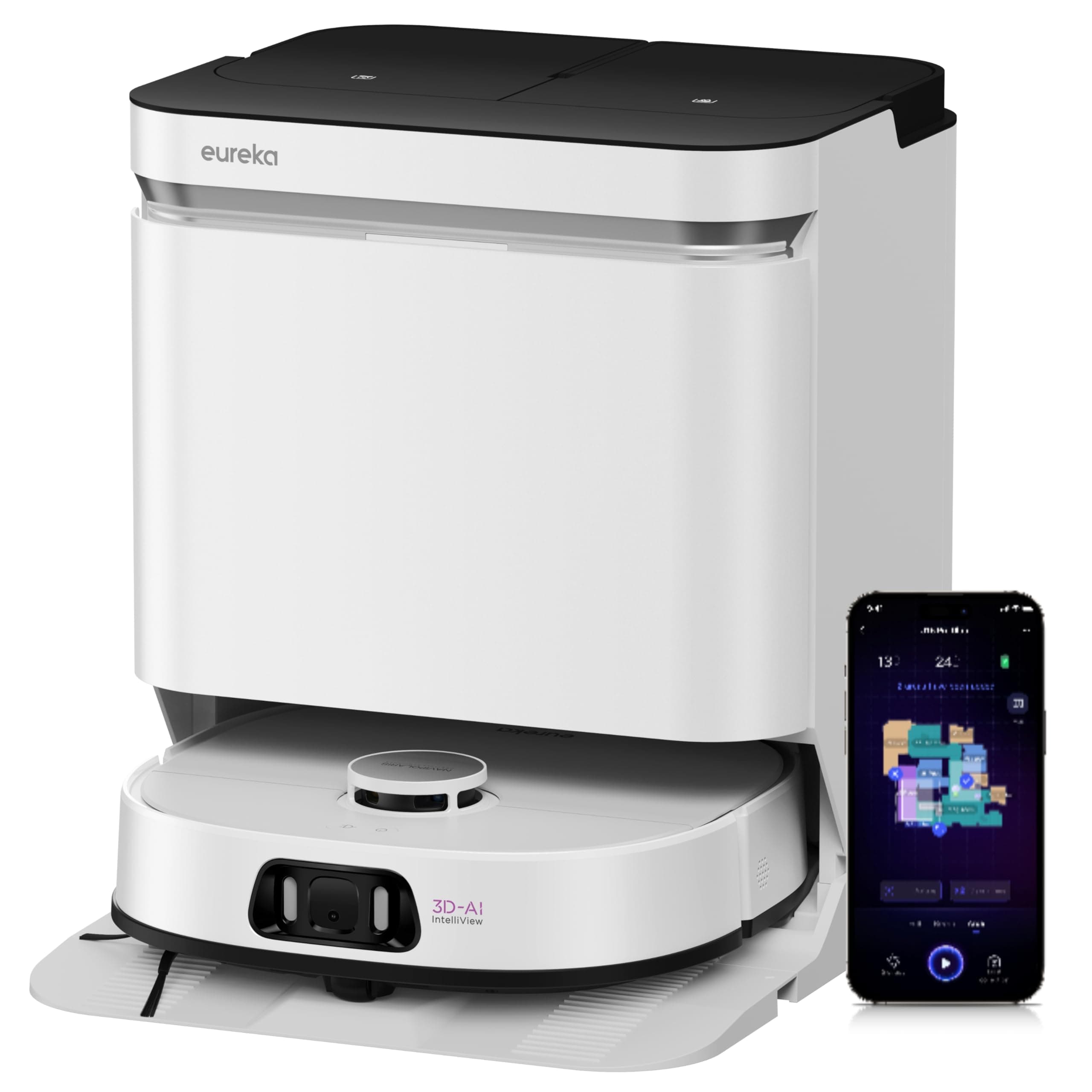 Eureka J15 Pro Ultra Aspirateur Robot,Robot Aspirateur Laveur 16200 Pa,Nettoyage des Bords,Brosse Anti Enchevêtrement,Lavage de Serpillière à l'eau Chaude 75℃,Base Autonettoyante