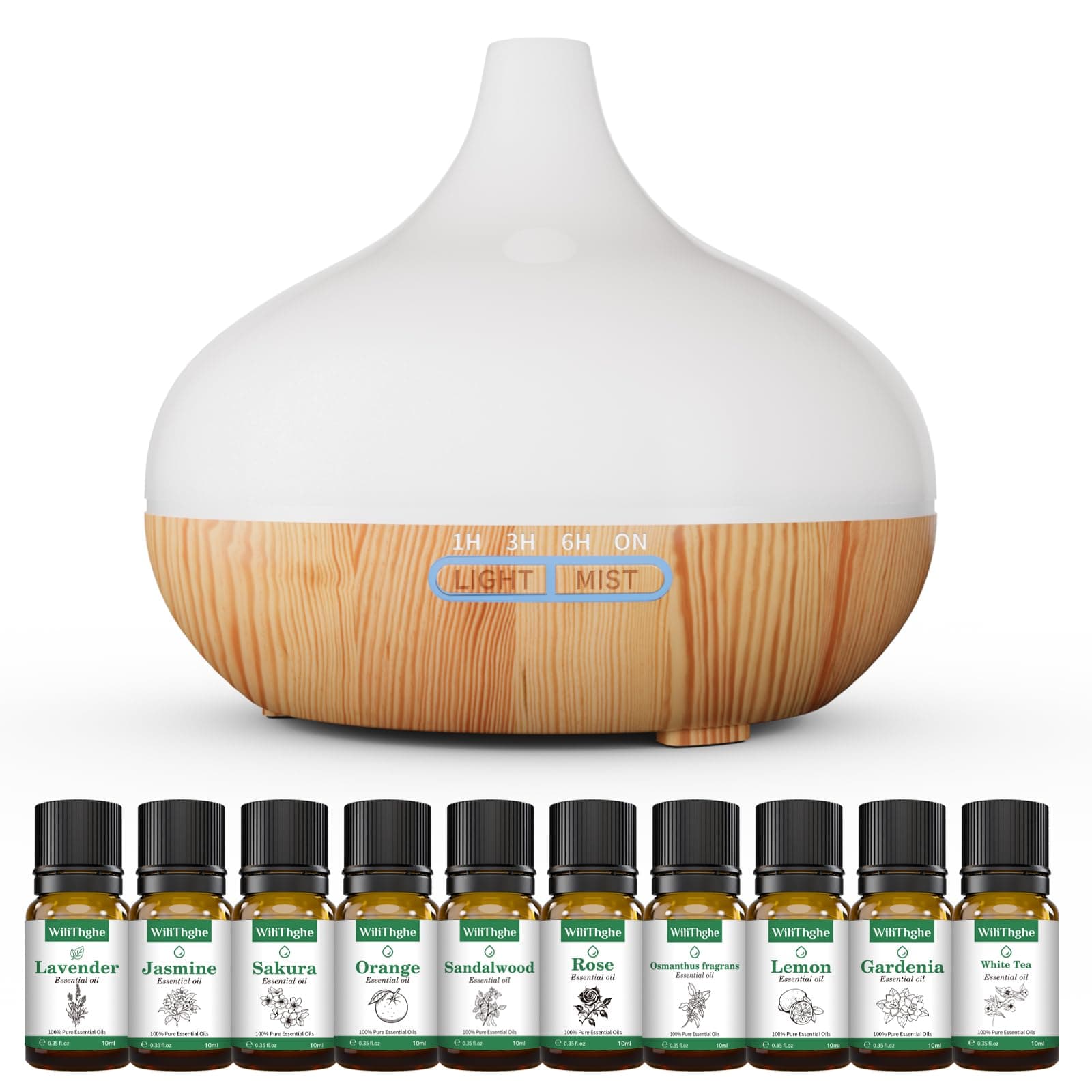Diffuseur d'Huiles Essentielles-Coffret diffuseur d'huiles essentielles 500 ML Télécommande 14 Couleurs LED & 4 réglages de minuterie Idéal pour la Relaxation, Le Bien-être et l'aromathérapie